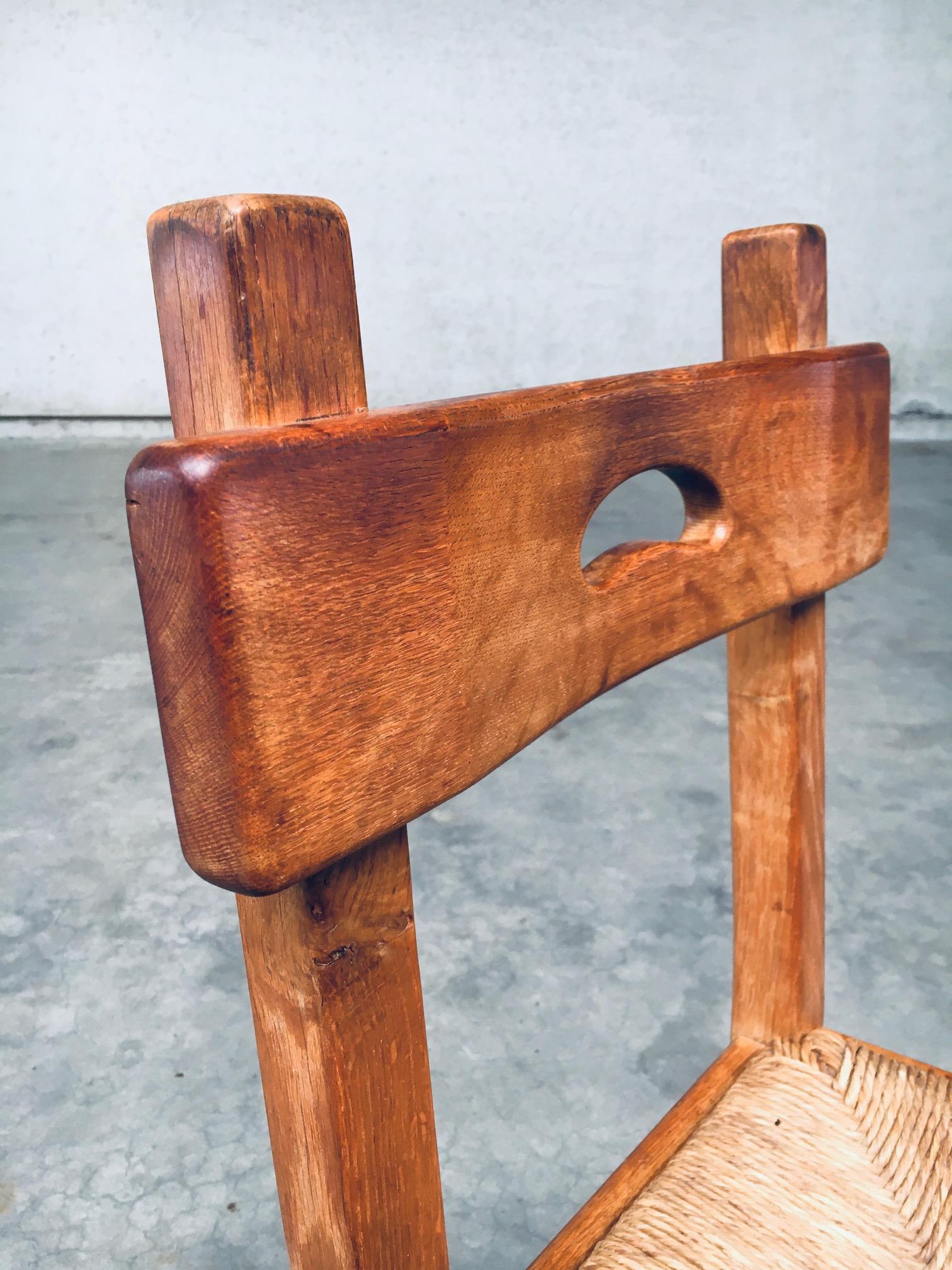 Esszimmerstuhl-Set aus Eichenholz und Binsen im rustikalen Design, Belgien, 1960er Jahre im Angebot 8