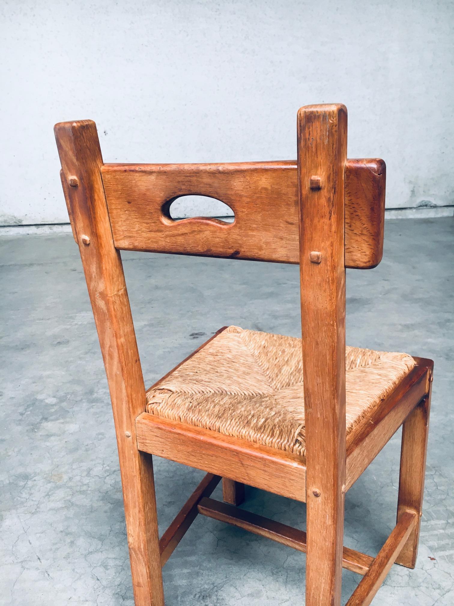 Esszimmerstuhl-Set aus Eichenholz und Binsen im rustikalen Design, Belgien, 1960er Jahre im Angebot 9
