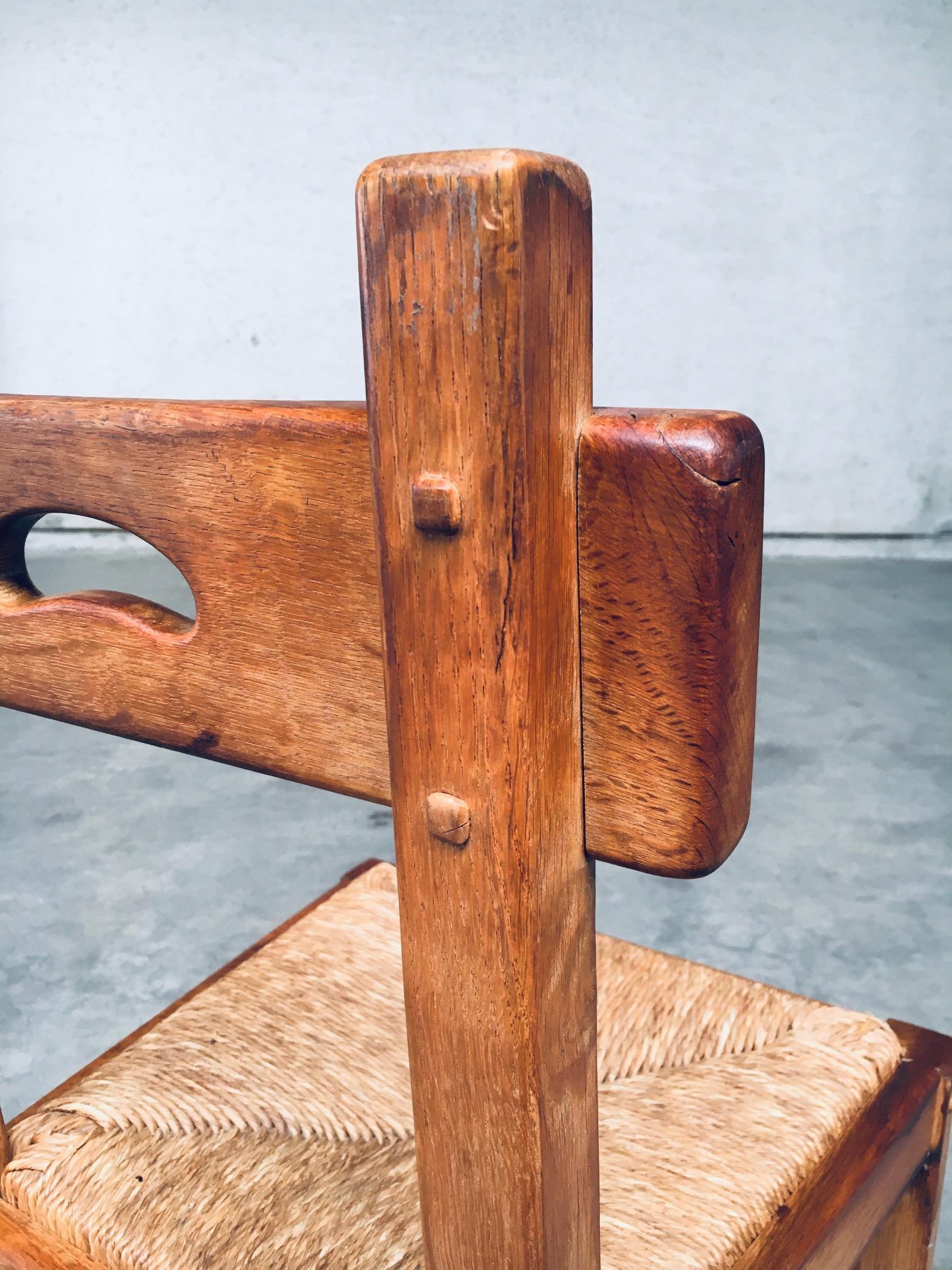 Esszimmerstuhl-Set aus Eichenholz und Binsen im rustikalen Design, Belgien, 1960er Jahre im Angebot 10