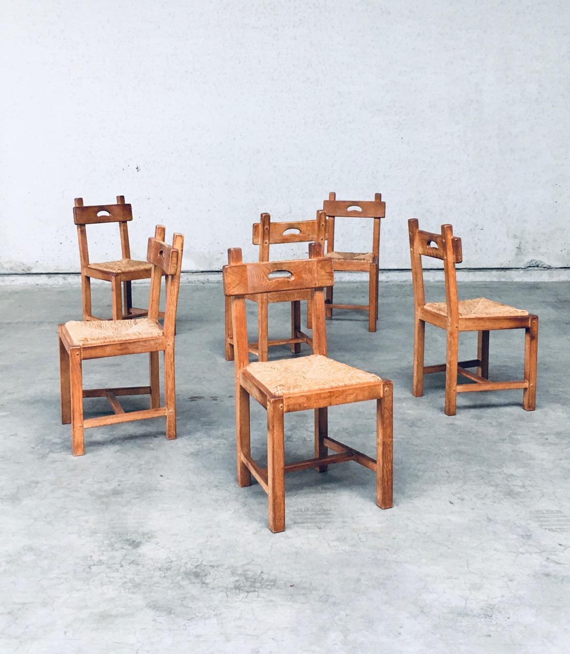 Esszimmerstuhl-Set aus Eichenholz und Binsen im rustikalen Design, Belgien, 1960er Jahre (Mitte des 20. Jahrhunderts) im Angebot