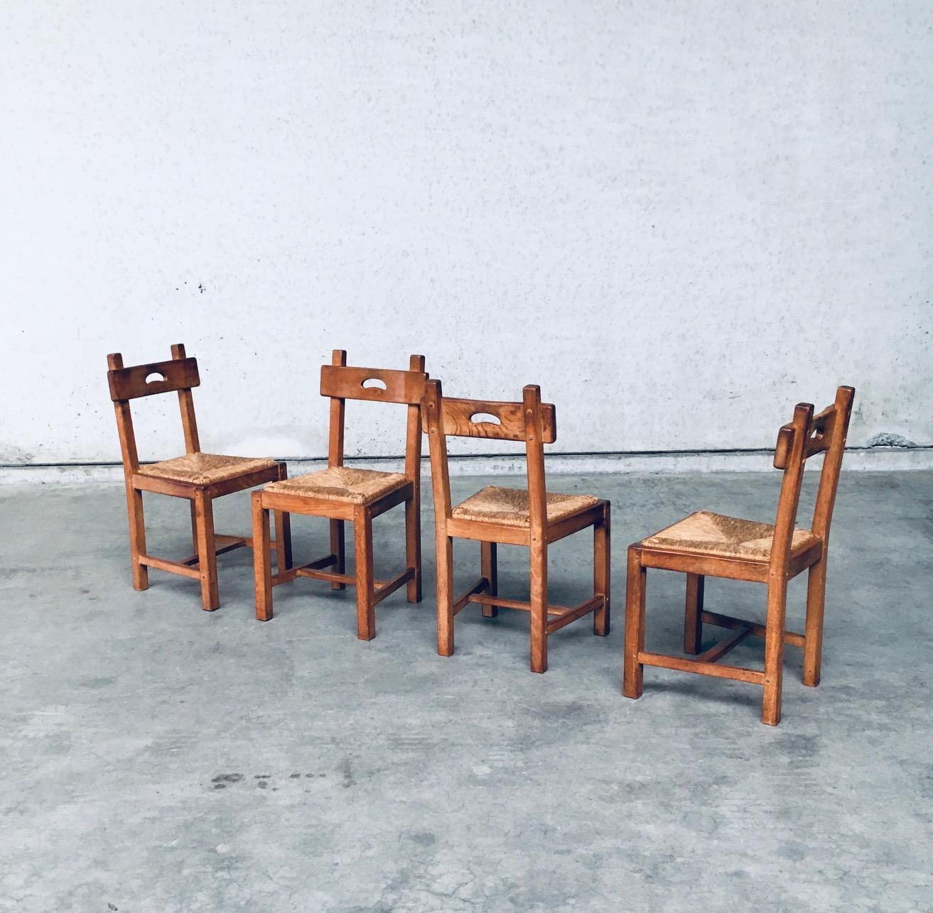 Esszimmerstuhl-Set aus Eichenholz und Binsen im rustikalen Design, Belgien, 1960er Jahre im Angebot 1