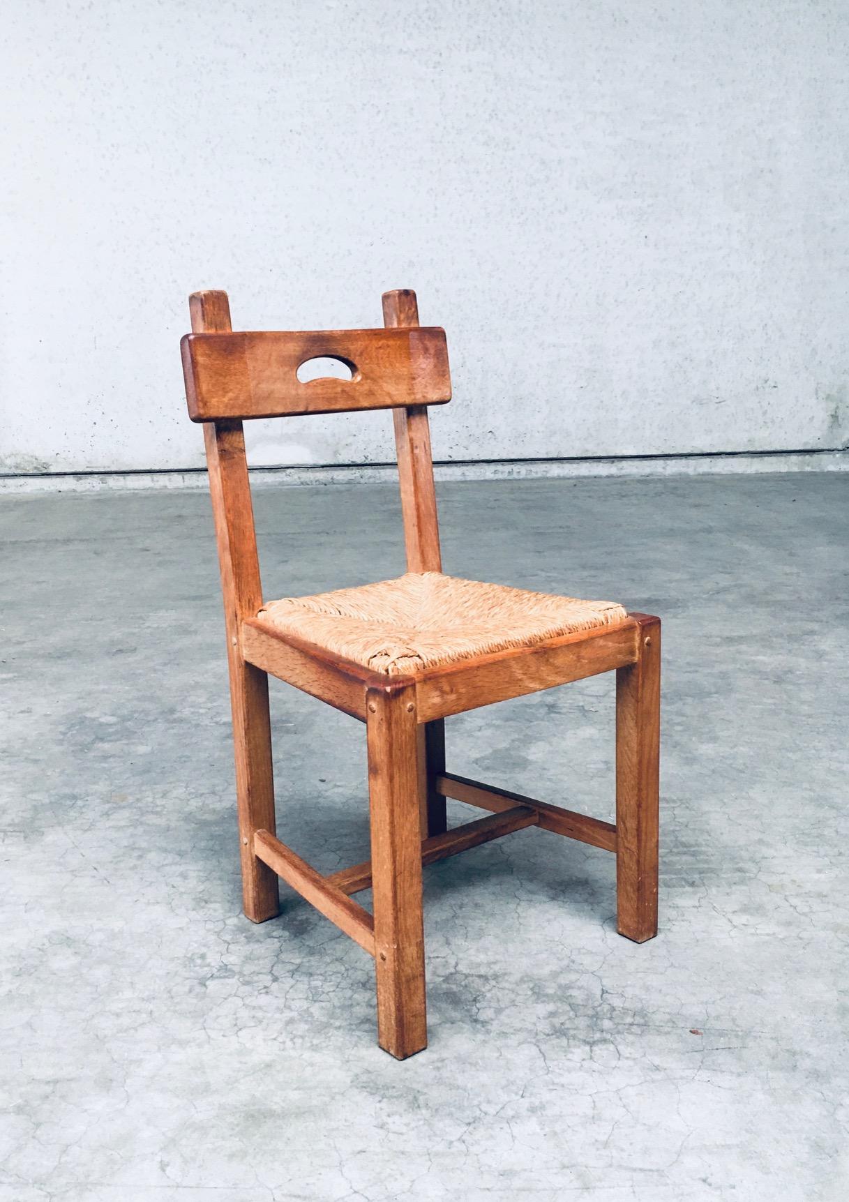 Esszimmerstuhl-Set aus Eichenholz und Binsen im rustikalen Design, Belgien, 1960er Jahre im Angebot 2