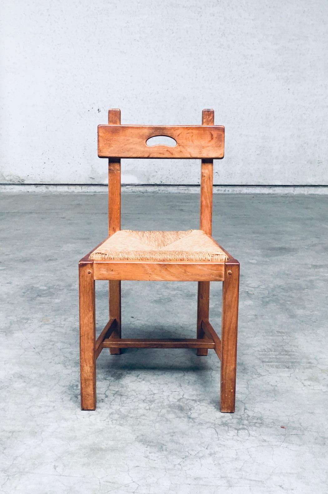 Esszimmerstuhl-Set aus Eichenholz und Binsen im rustikalen Design, Belgien, 1960er Jahre im Angebot 3