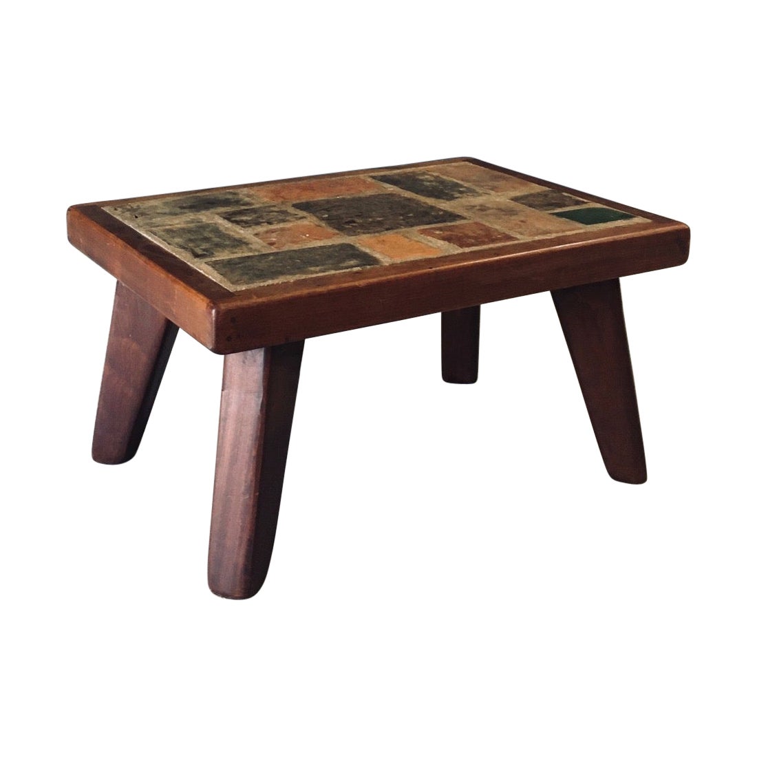 Brutalist Rustic Design Slate Tile & Oak Coffee Table, Belgium 1960's For Sale