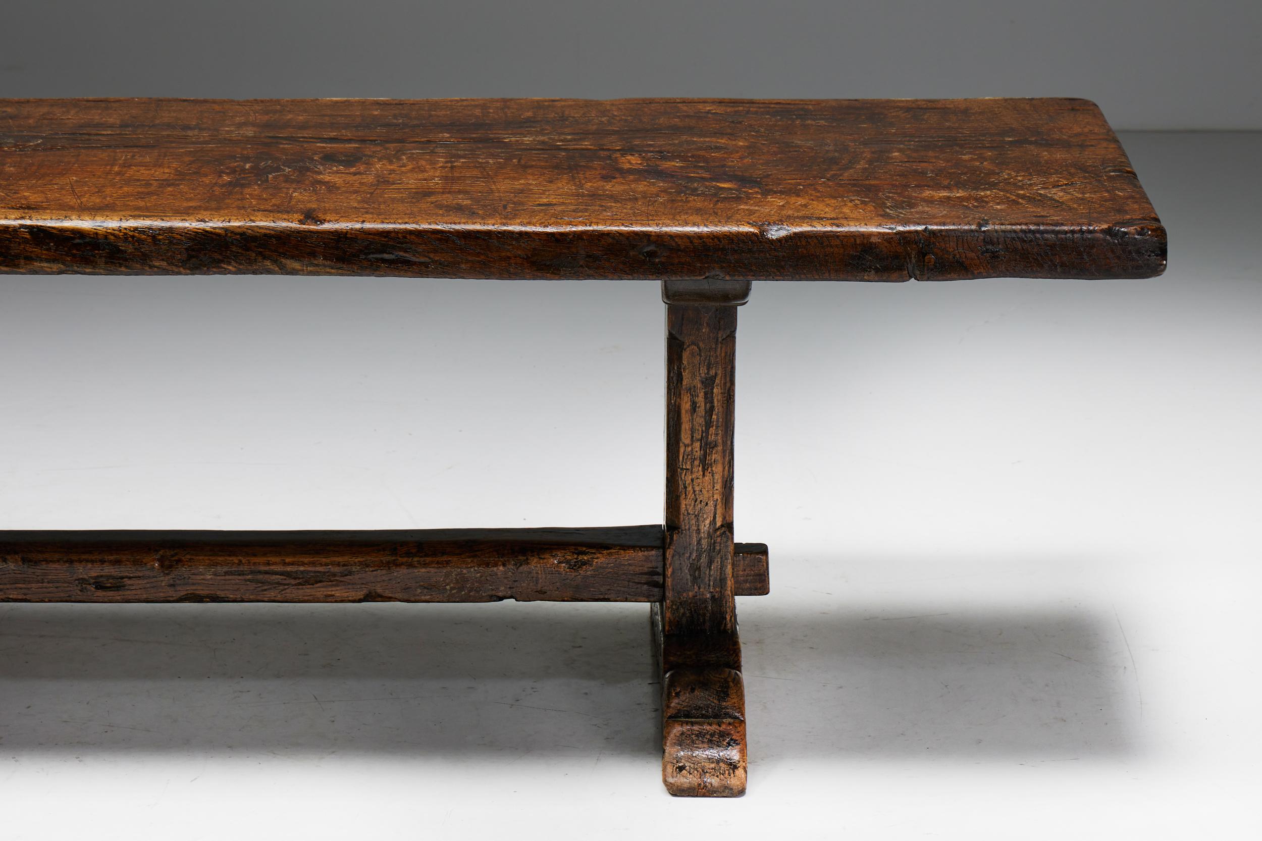 Brutalist Rustic Dining Table, France, Early 20th Century For Sale 5