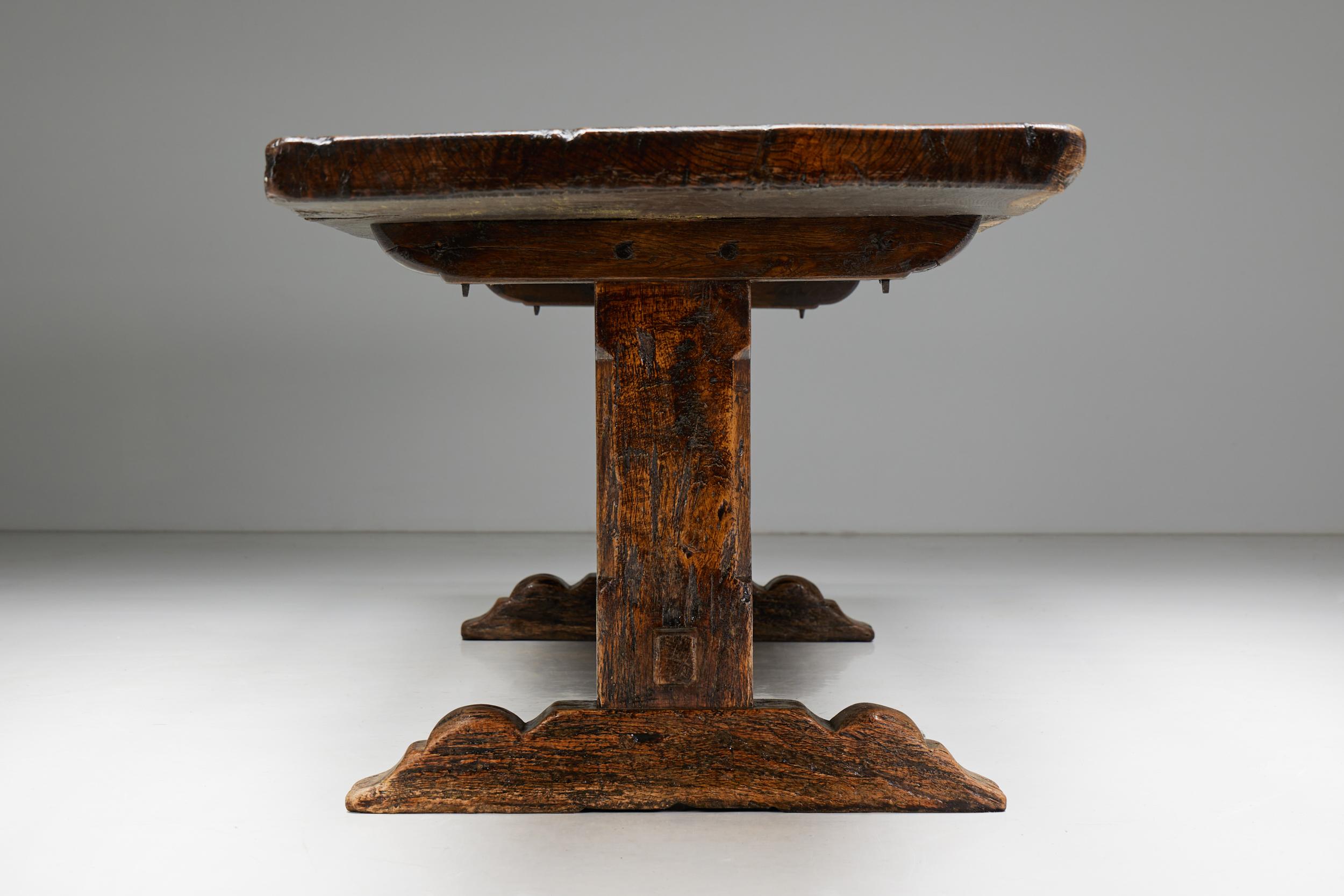 Brutalist Rustic Dining Table, France, Early 20th Century For Sale 9