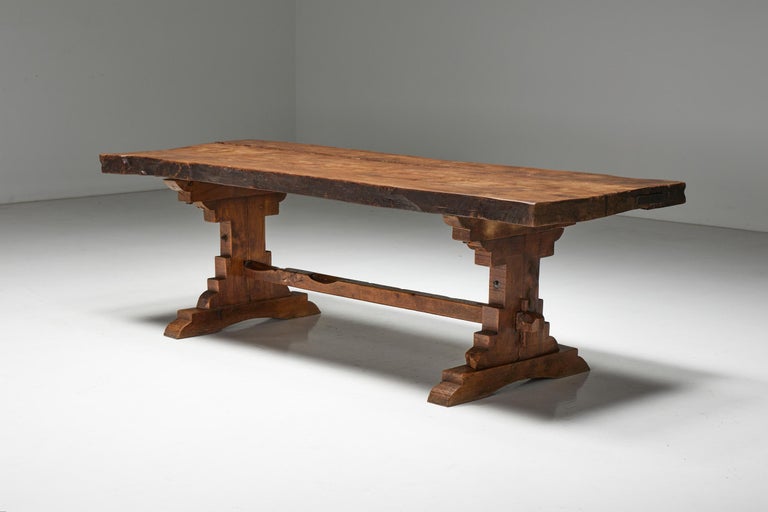 Brutalist Rustic Dining Table, France, Early 20th Century For Sale at  1stDibs