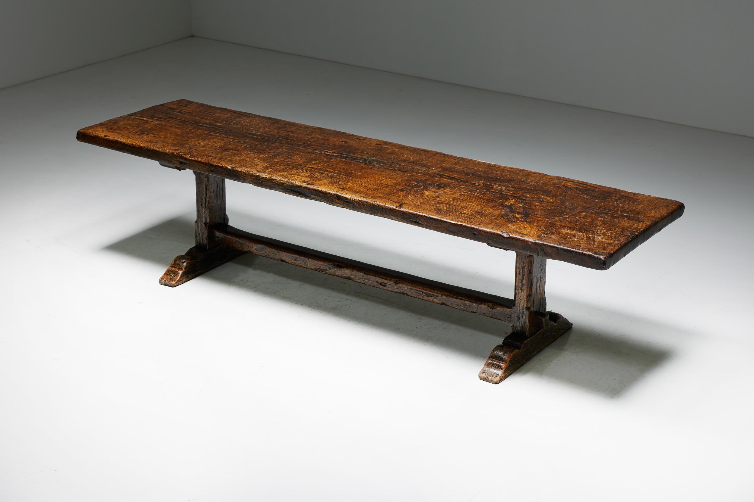 Brutalist Rustic Dining Table, France, Early 20th Century For Sale 1