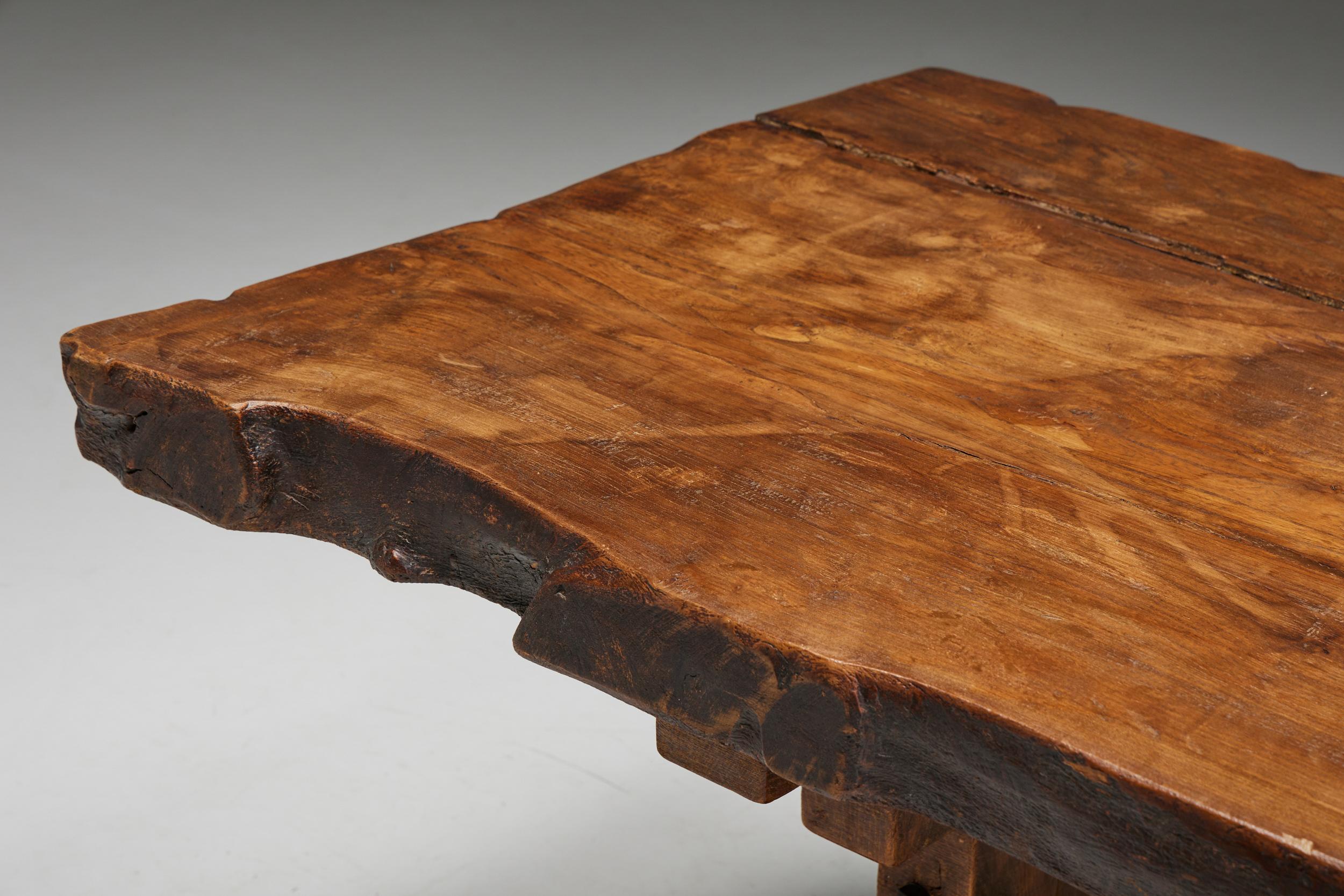 Brutalist Rustic Dining Table, France, Early 20th Century For Sale 1