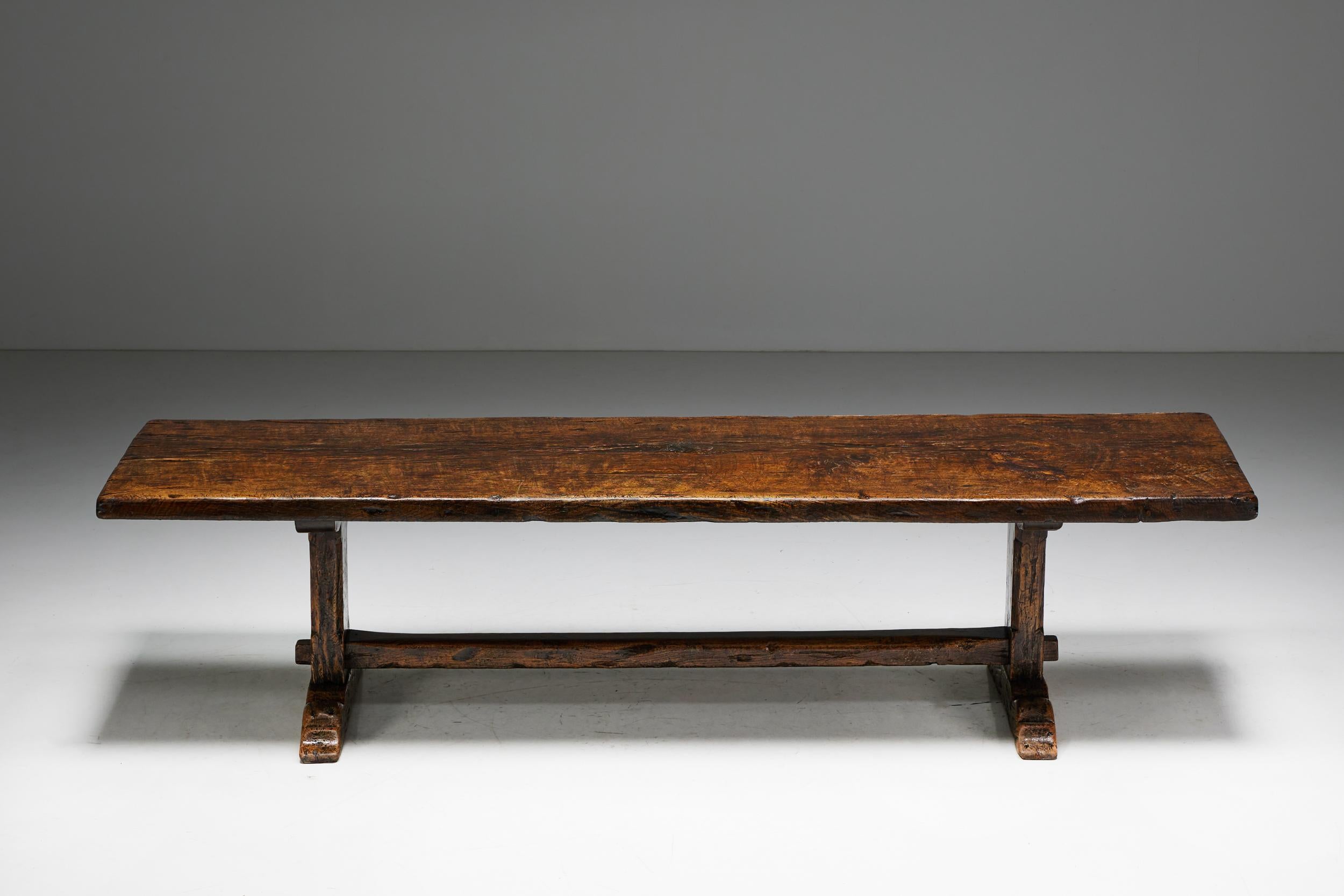Brutalist Rustic Dining Table, France, Early 20th Century For Sale 4