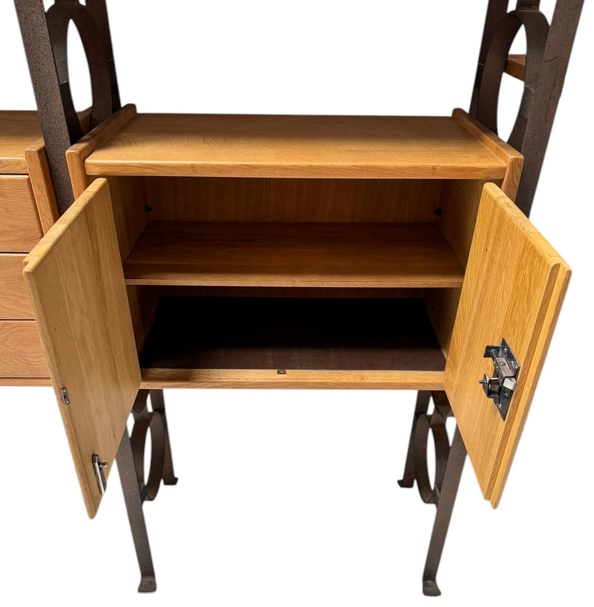 Wrought Iron Brutalist Rustic Mid-Century Modern Freestanding Modular Wall Unit, 1980s For Sale