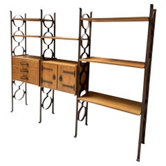 Brutalist Rustic Mid-Century Modern Freestanding Modular Wall Unit, 1980s