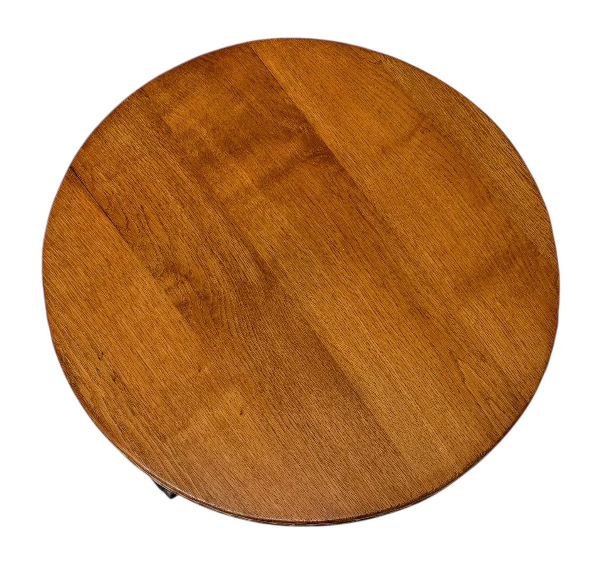 Brutalist Rustic Oak and Iron Cocktail Table, 1960s For Sale 5