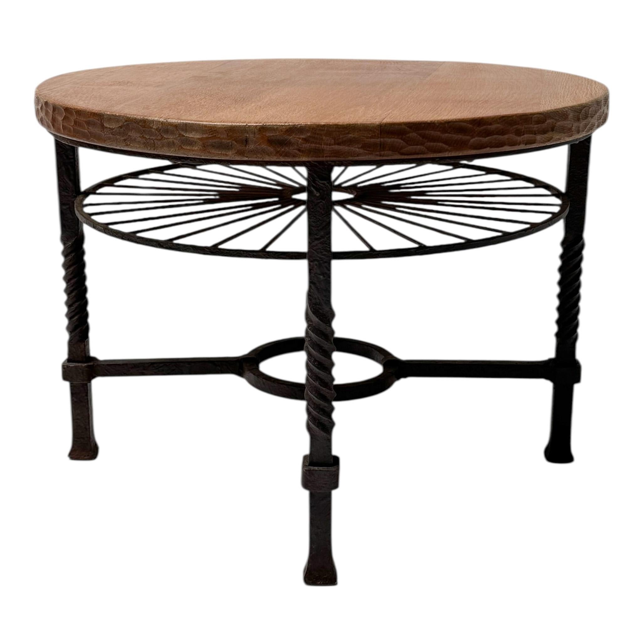 Brutalist Rustic Oak and Iron Cocktail Table, 1960s In Good Condition For Sale In Amsterdam, NL
