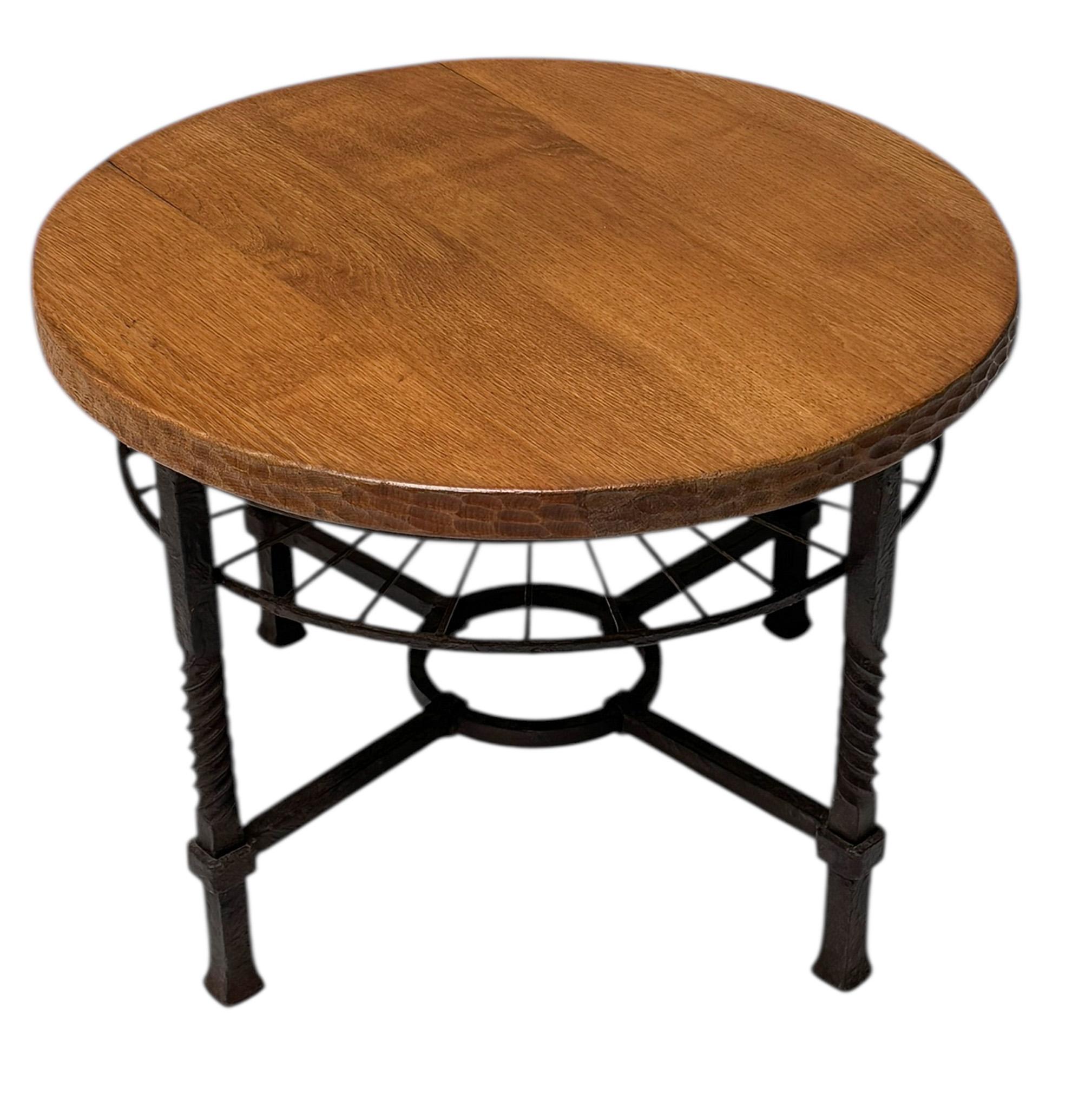 Brutalist Rustic Oak and Iron Cocktail Table, 1960s For Sale 3
