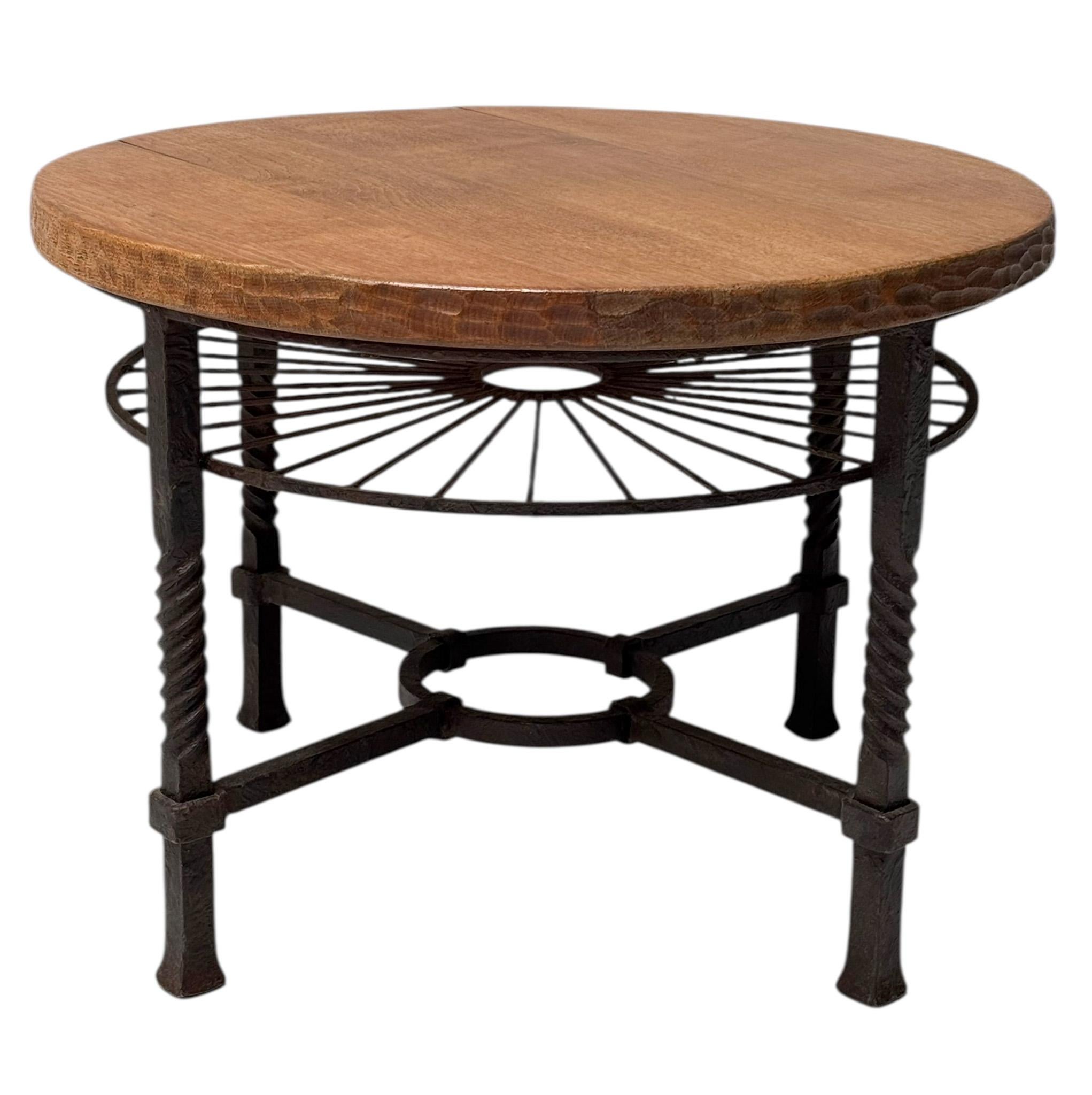 Brutalist Rustic Oak and Iron Cocktail Table, 1960s For Sale 4