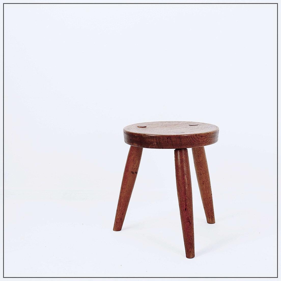 Rustico Sgabello treppiede rustico brutalista in Oak - Anni '60 in vendita