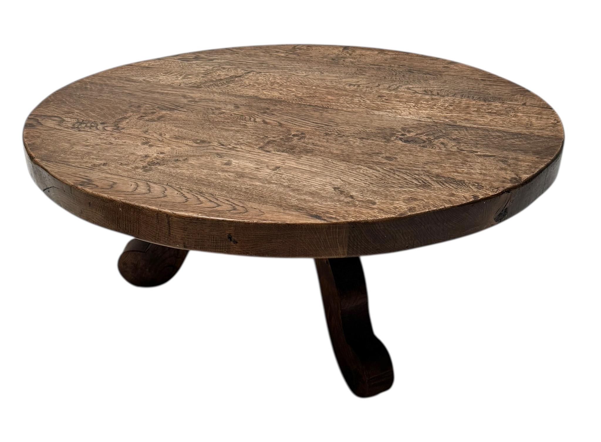 Brutalist Rustic Wabi Sabi Round Coffee Table, 1970s For Sale 4