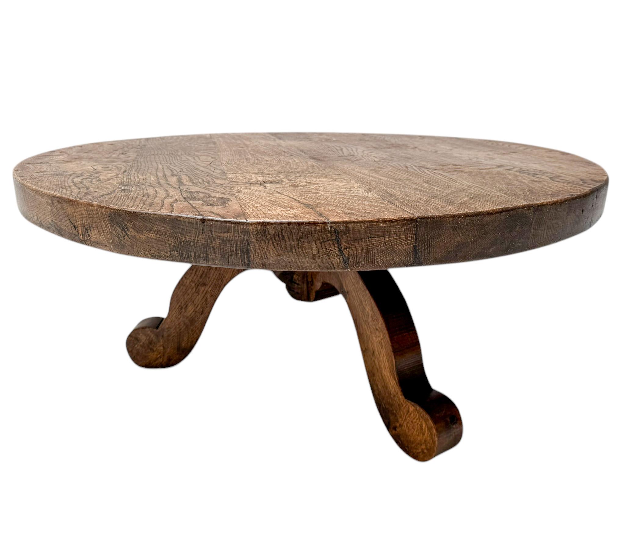 Brutalist Rustic Wabi Sabi Round Coffee Table, 1970s 5