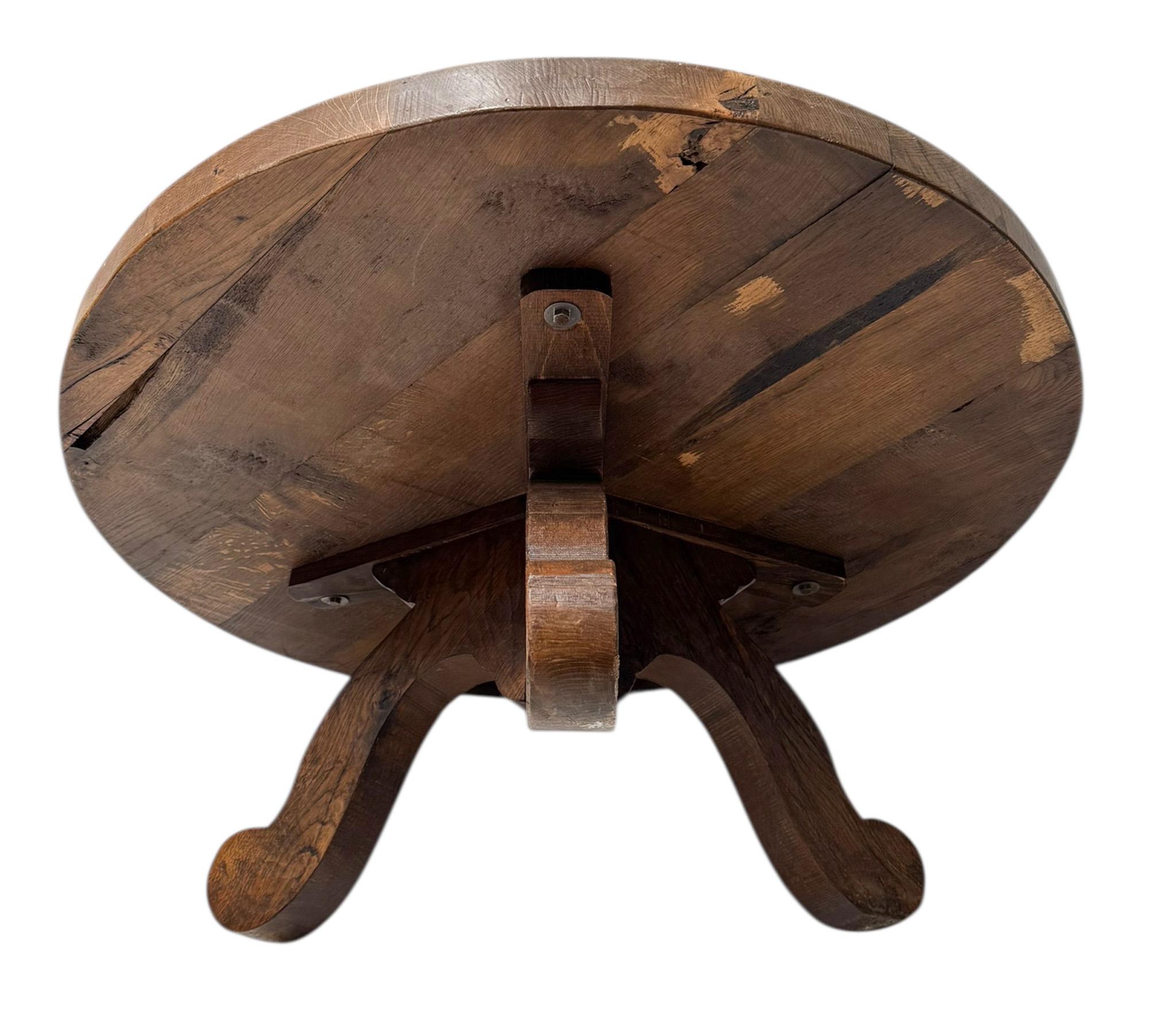 Brutalist Rustic Wabi Sabi Round Coffee Table, 1970s For Sale 8