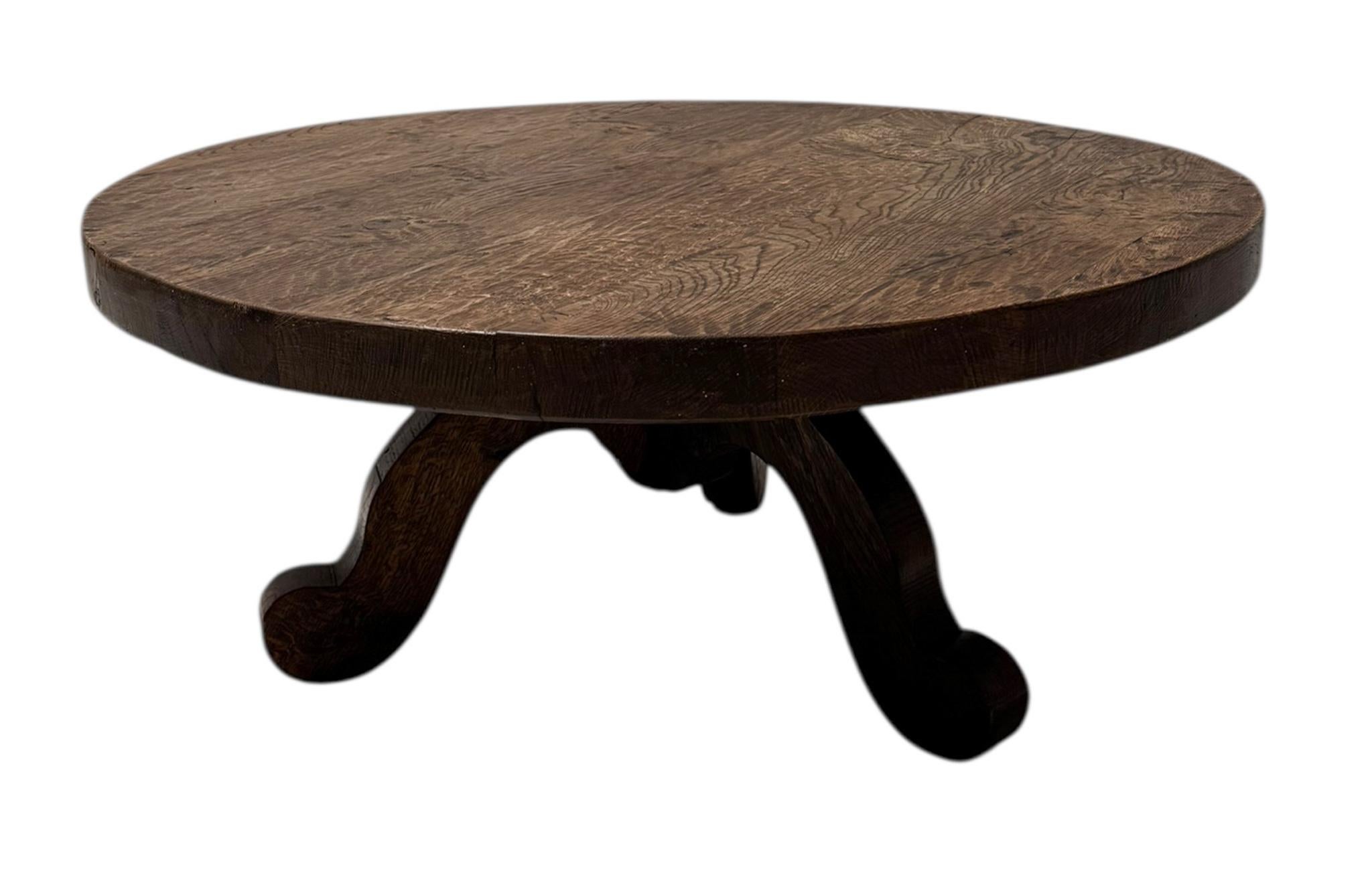 Dutch Brutalist Rustic Wabi Sabi Round Coffee Table, 1970s For Sale