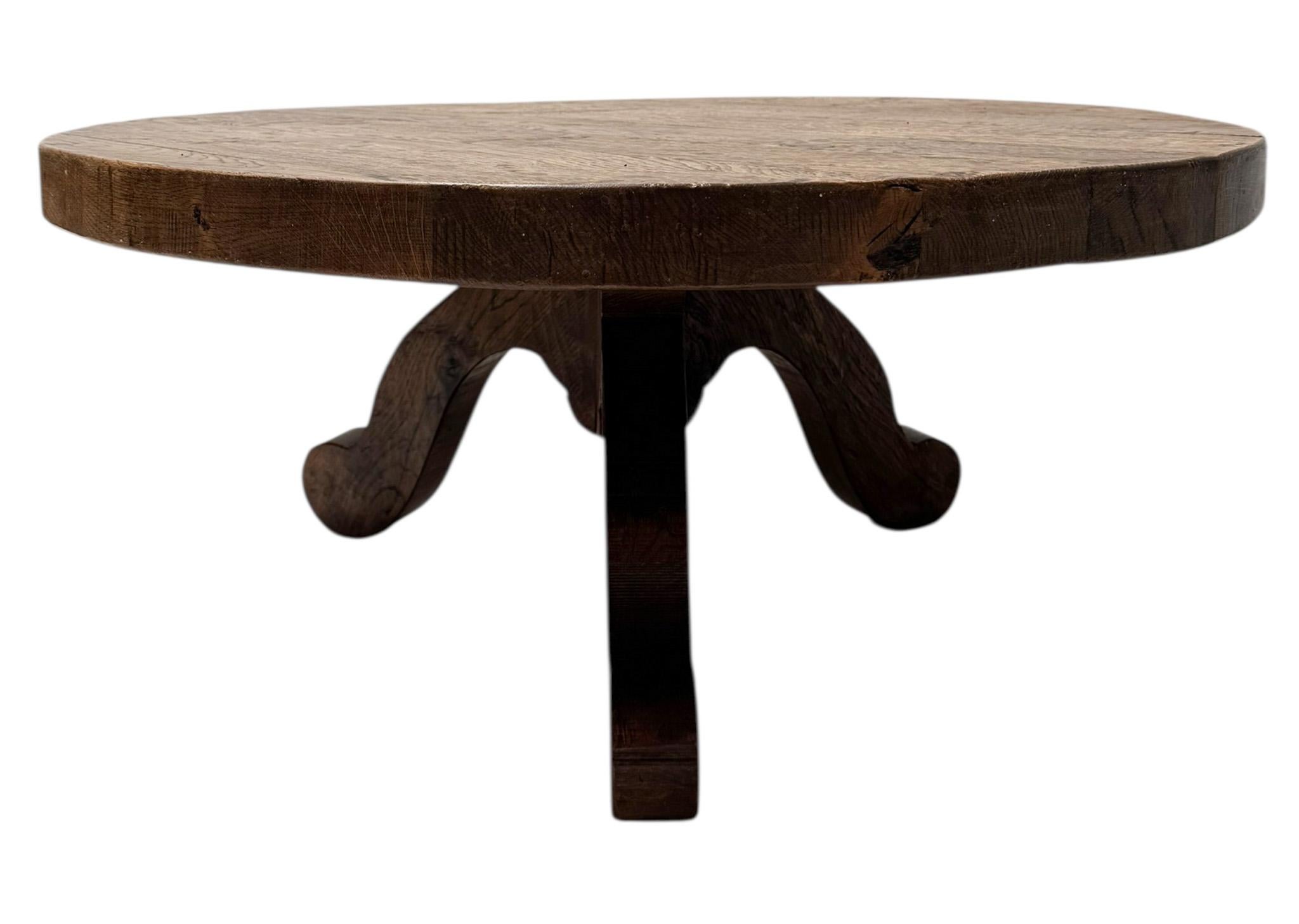 Late 20th Century Brutalist Rustic Wabi Sabi Round Coffee Table, 1970s For Sale