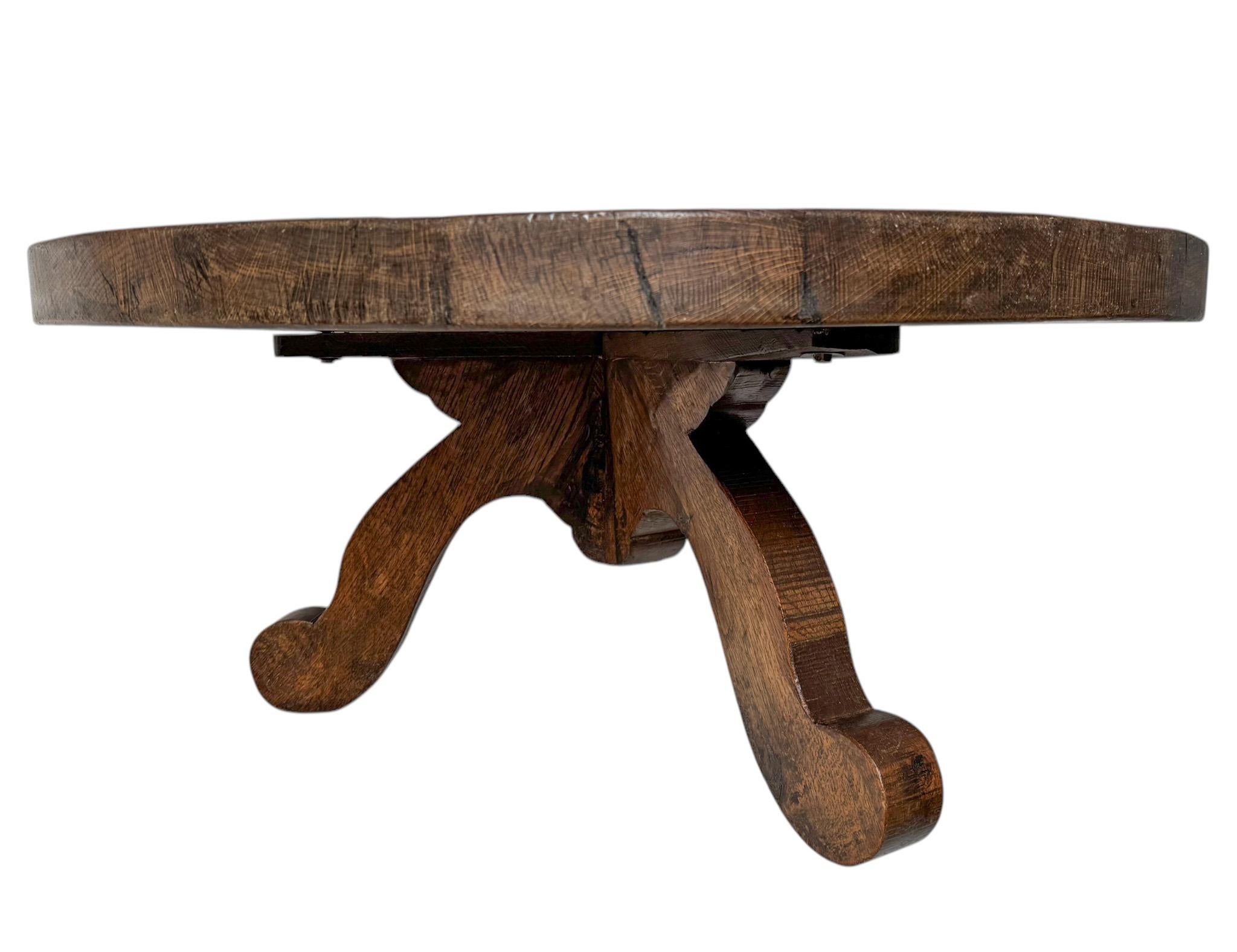 Brutalist Rustic Wabi Sabi Round Coffee Table, 1970s 1