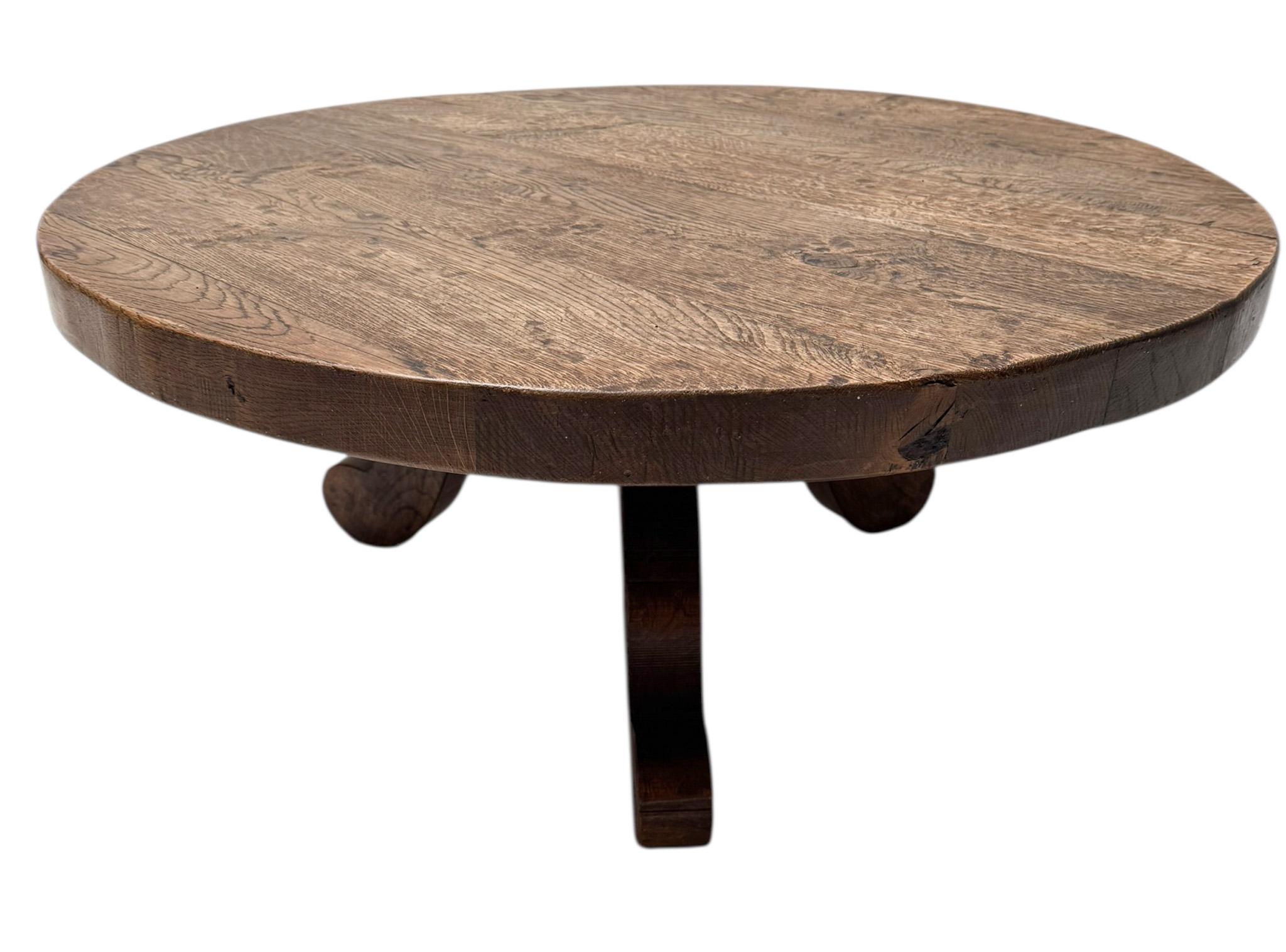 Brutalist Rustic Wabi Sabi Round Coffee Table, 1970s For Sale 1