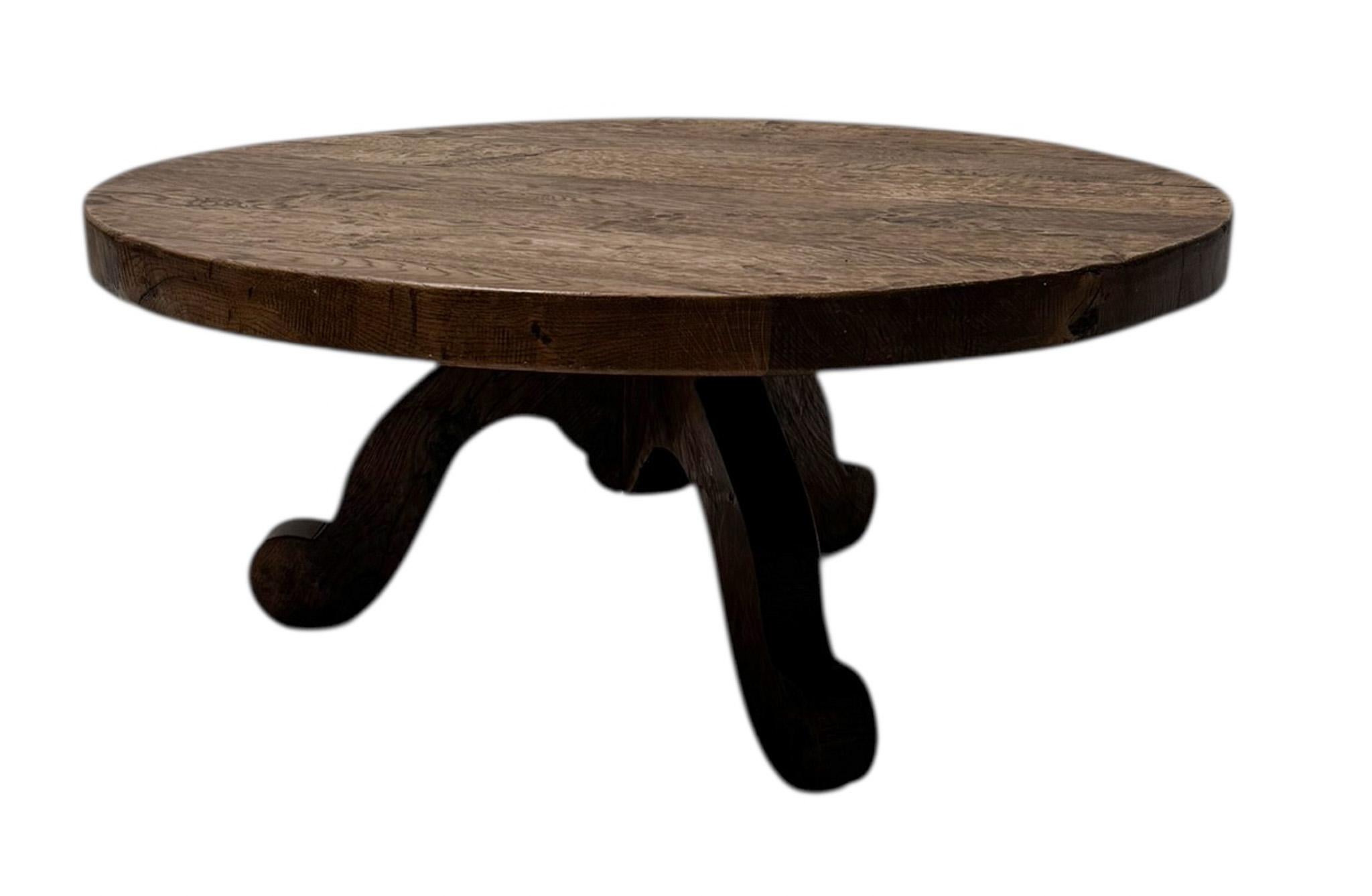 Brutalist Rustic Wabi Sabi Round Coffee Table, 1970s For Sale 2