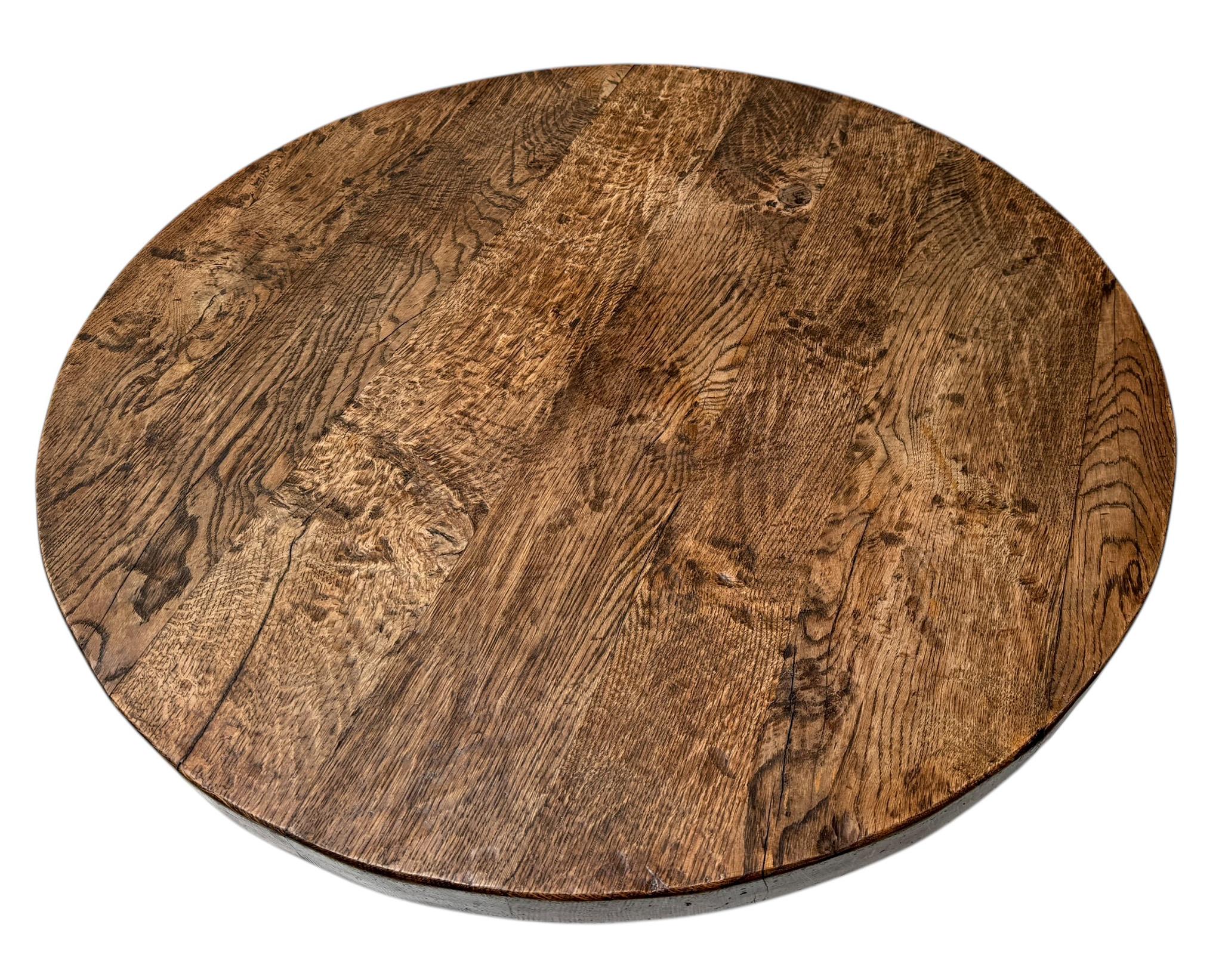 Brutalist Rustic Wabi Sabi Round Coffee Table, 1970s 3