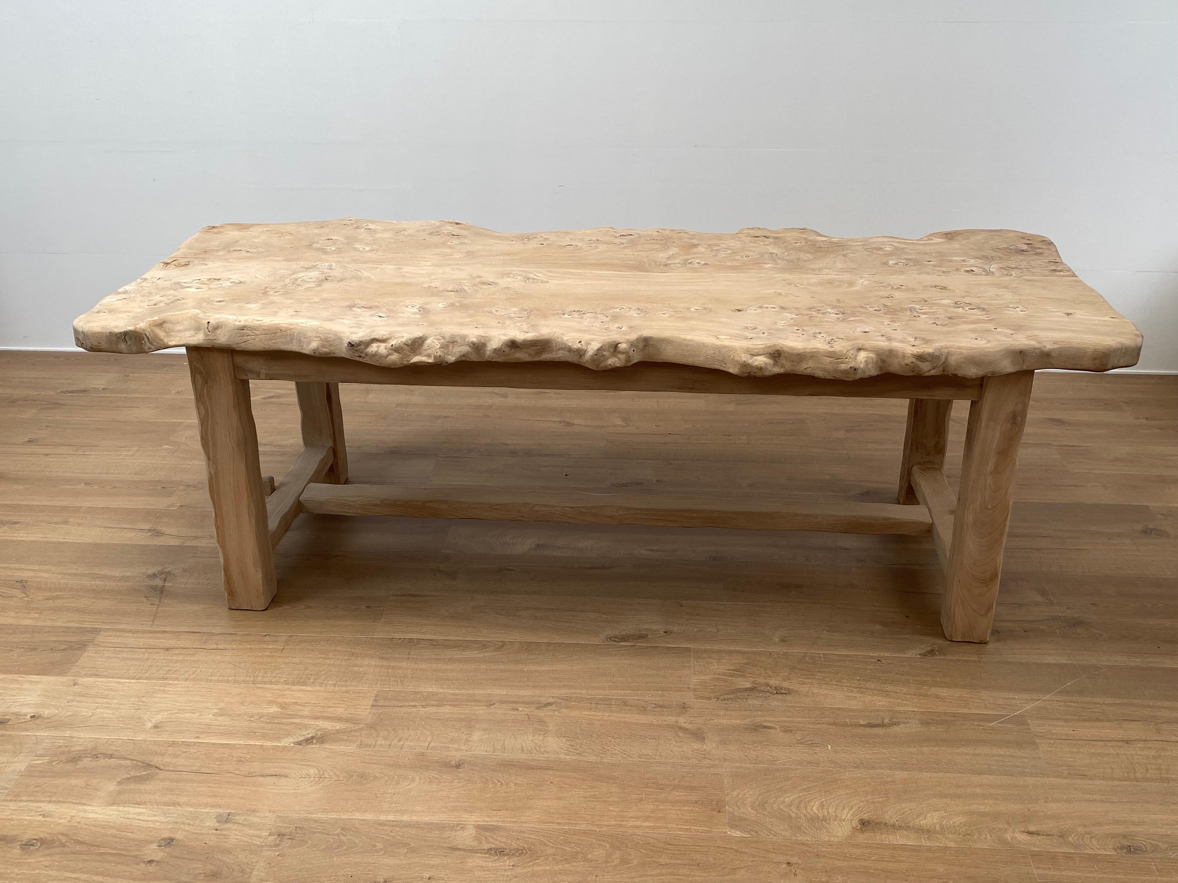 French Brutalist, Rustic Wooden Table For Sale