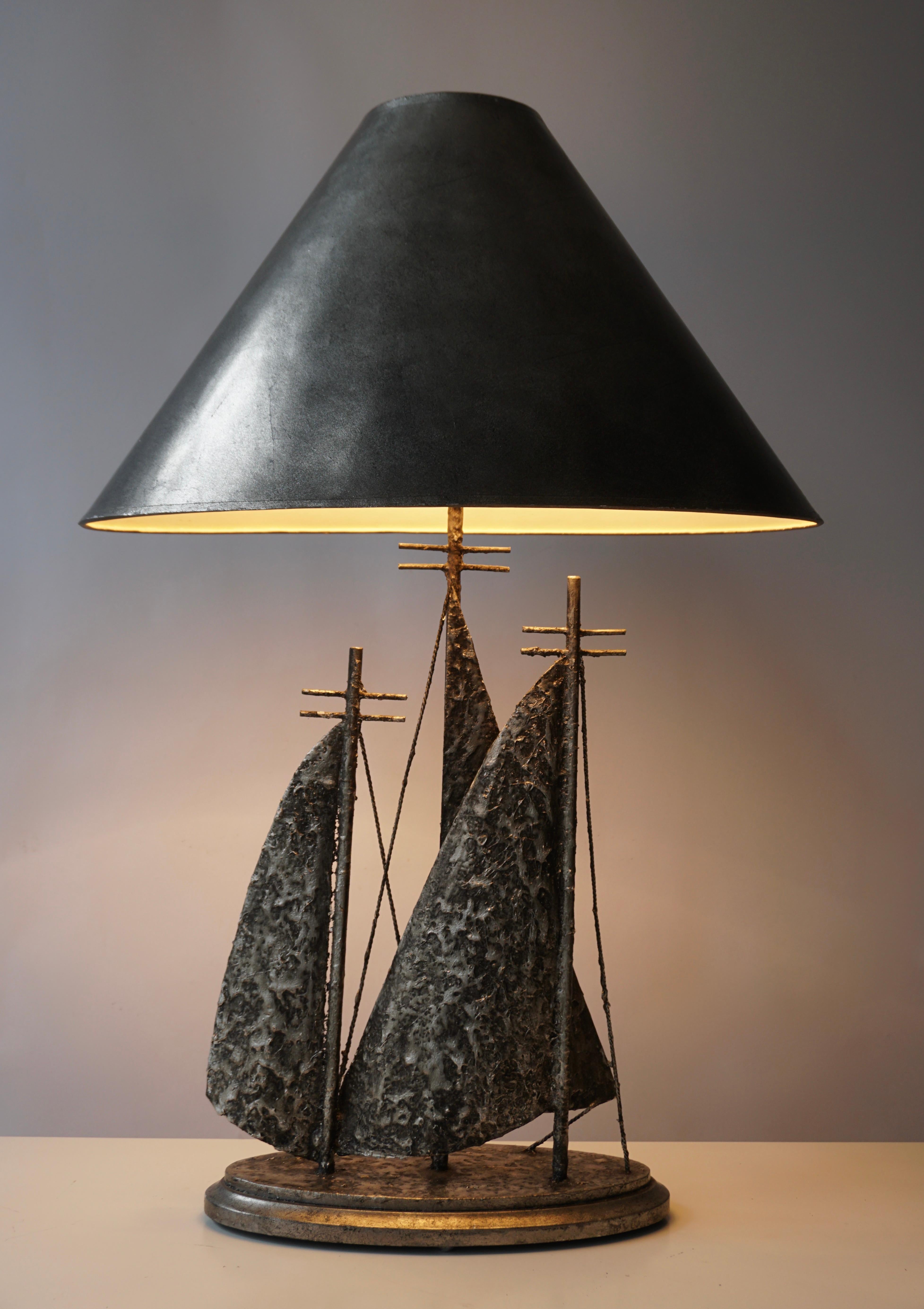 Mid-Century Modern Brutalist Sailboat Ship Lamp For Sale