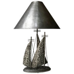 Vintage Brutalist Sailboat Ship Lamp