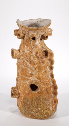 Brutalist Salt Glazed Vase, American Studio Art Pottery, 1970s