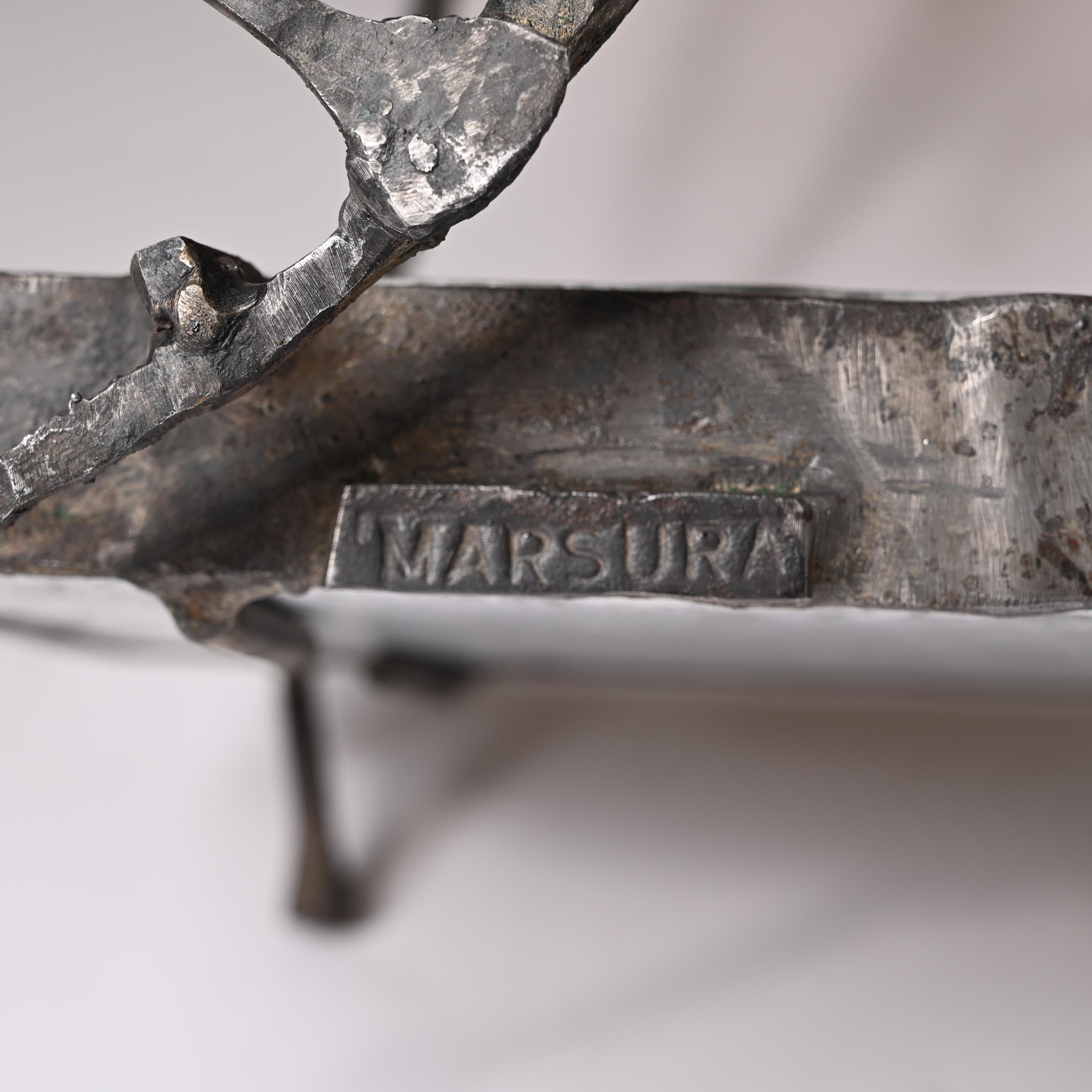 Porte-parapluies italien brutaliste Salvino Marsura en fer forg  la main, annes 1960 en vente 9