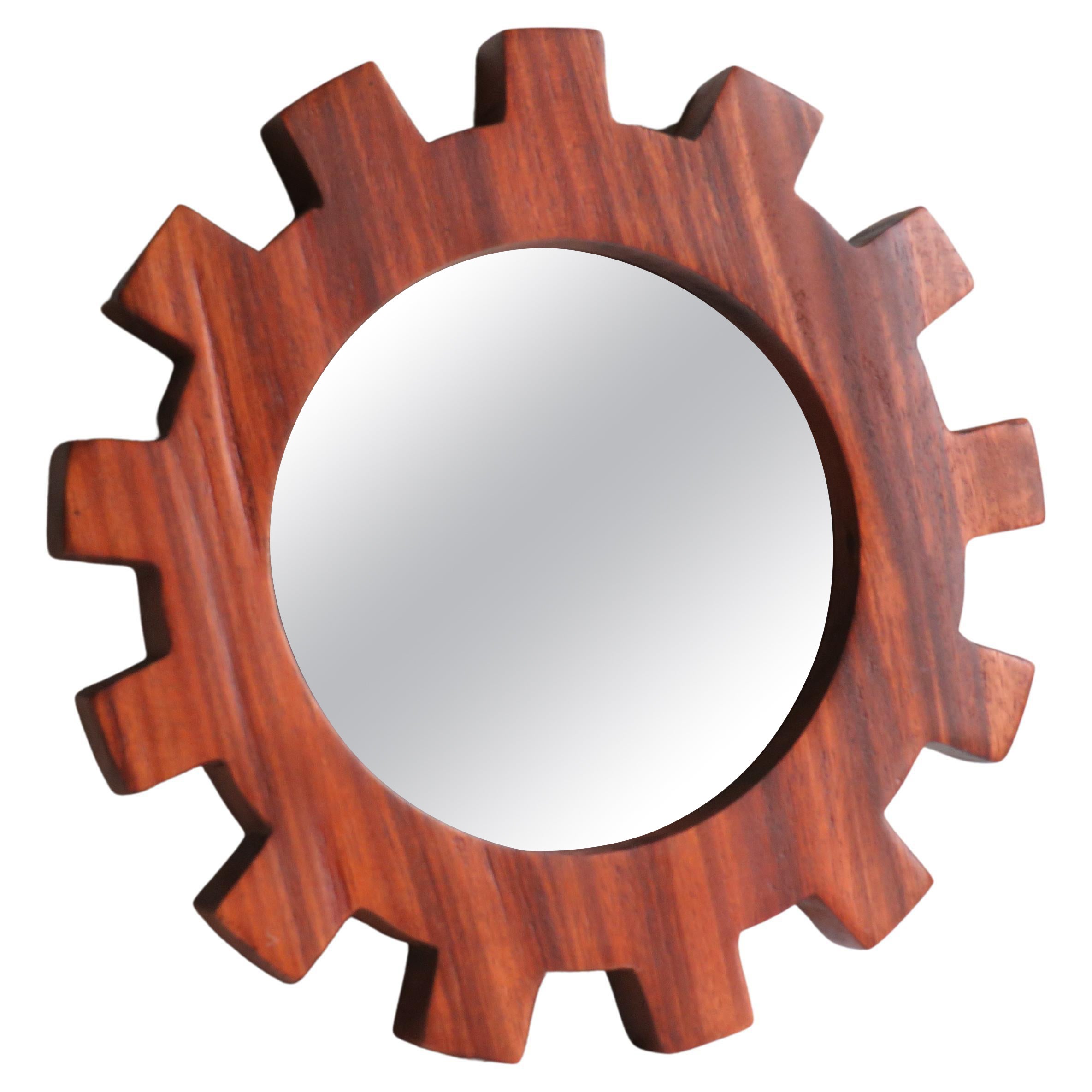 Brutalist Scandinavian Teak Wall Mirror, 1960-1970 For Sale
