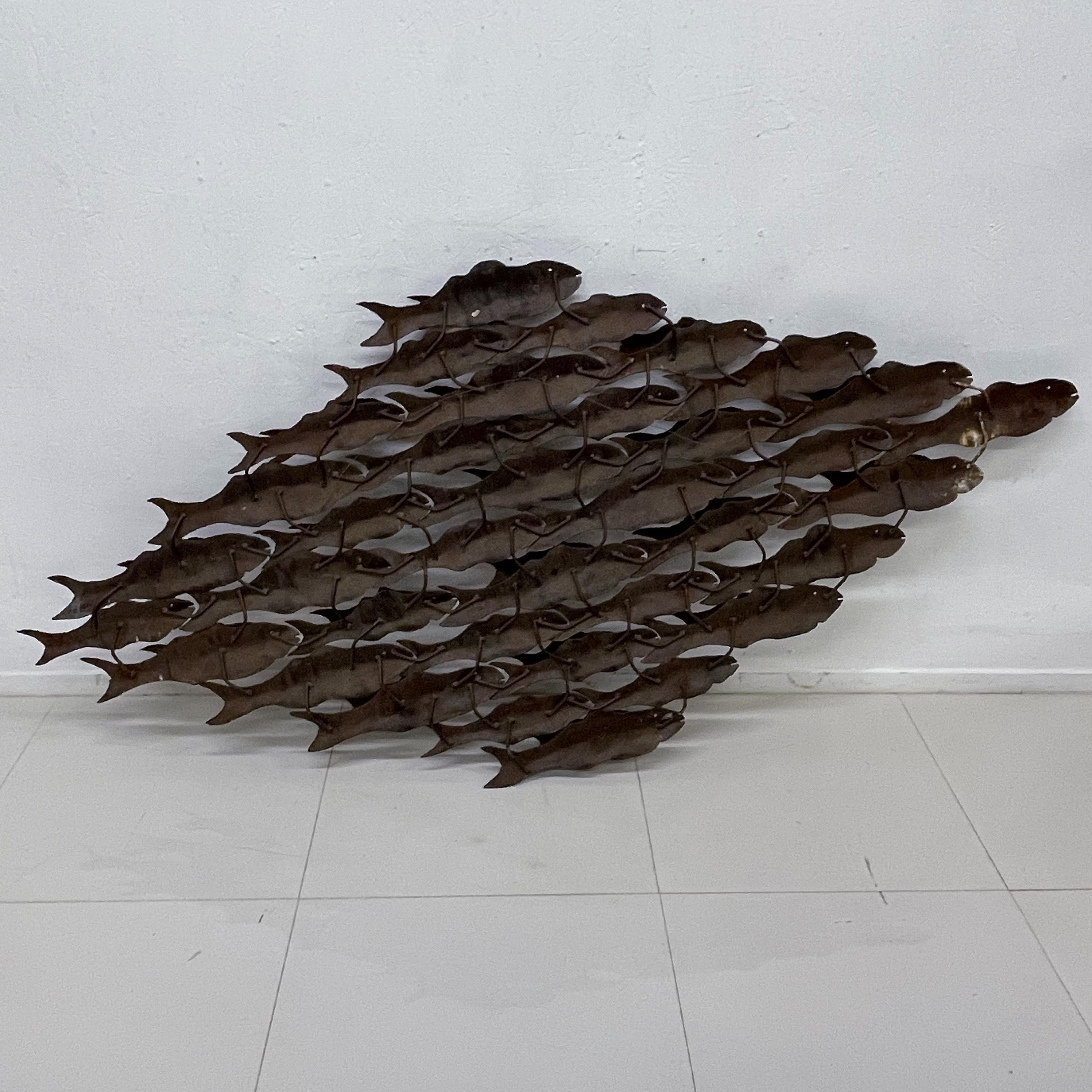 School of Fish Metal Wall Art Brutalist Sculpture 1970s Modern Vintage 6