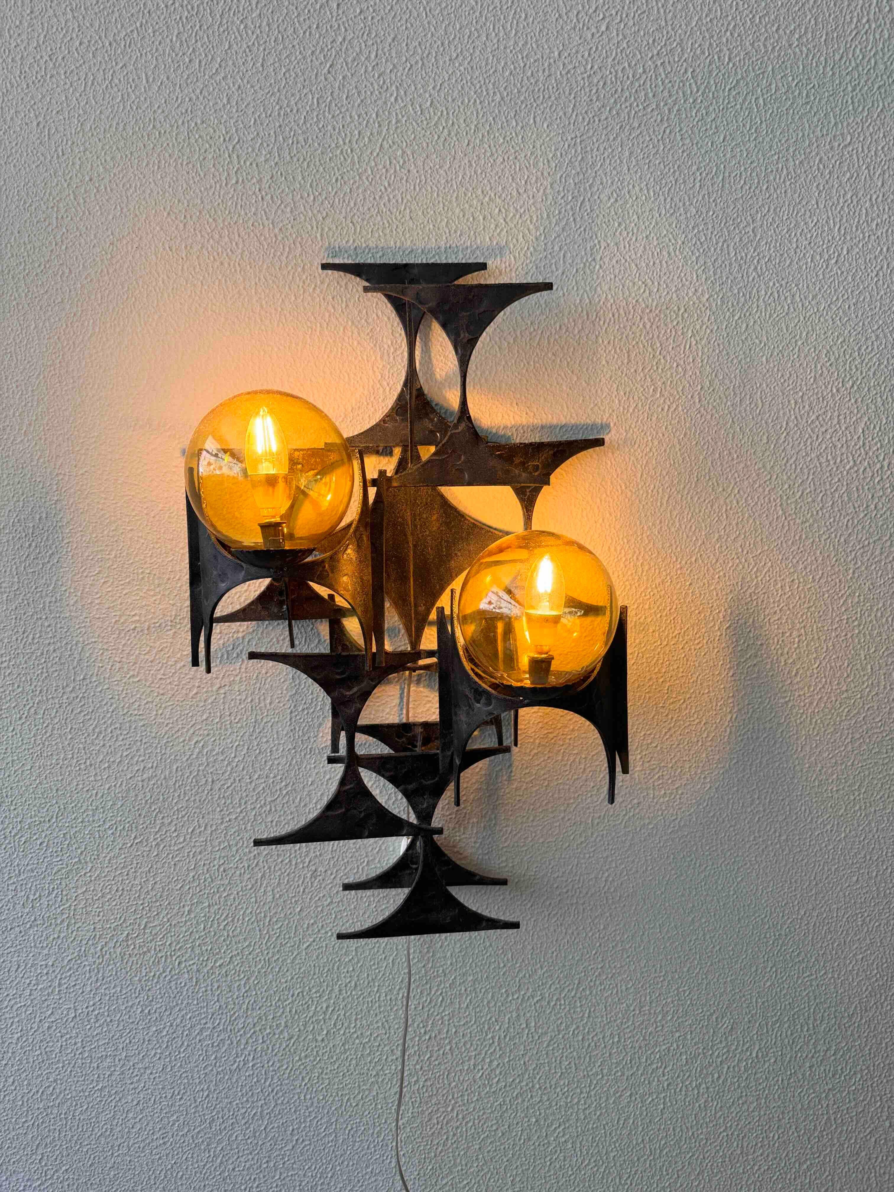 Verre Applique brutaliste de Marc Weinstein, États-Unis, années 1960 en vente