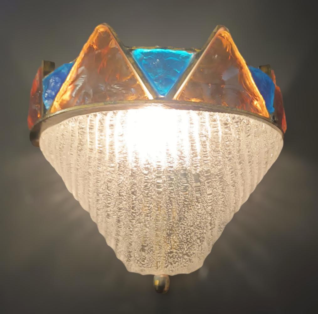 Murano Glass Brutalist Sconce by Marino Poccetti, 5 Available For Sale
