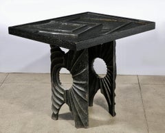 Brutalist Sculpted Aluminum & Lacquered Wood Center Table by Laura Johnson Drake