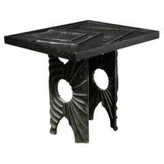 Brutalist Sculpted Aluminum & Lacquered Wood Center Table by Laura Johnson Drake
