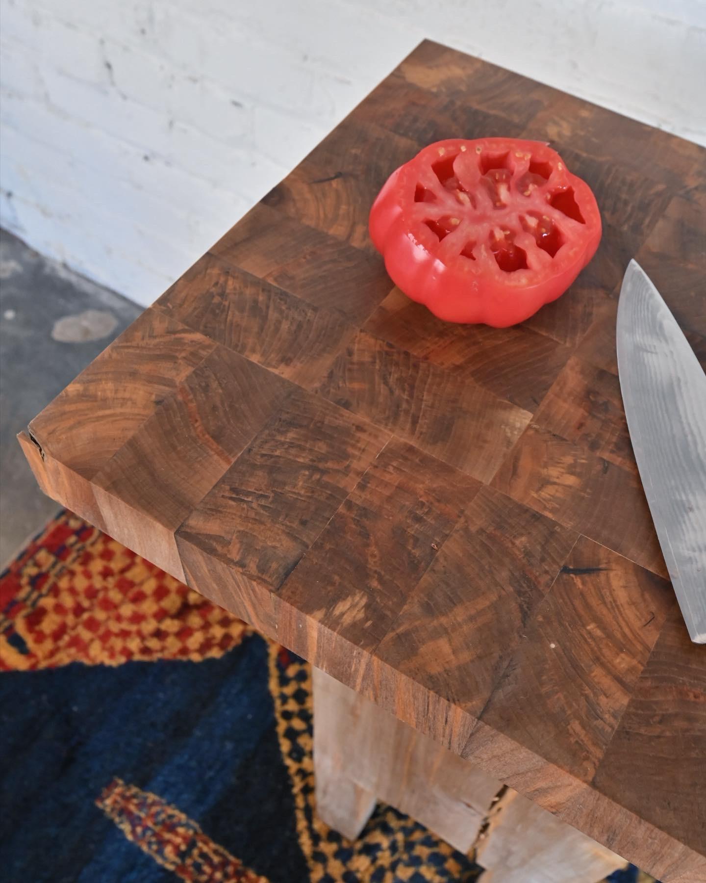 Carved Brutalist Sculpted Butcher Block Island Cutting Board For Sale