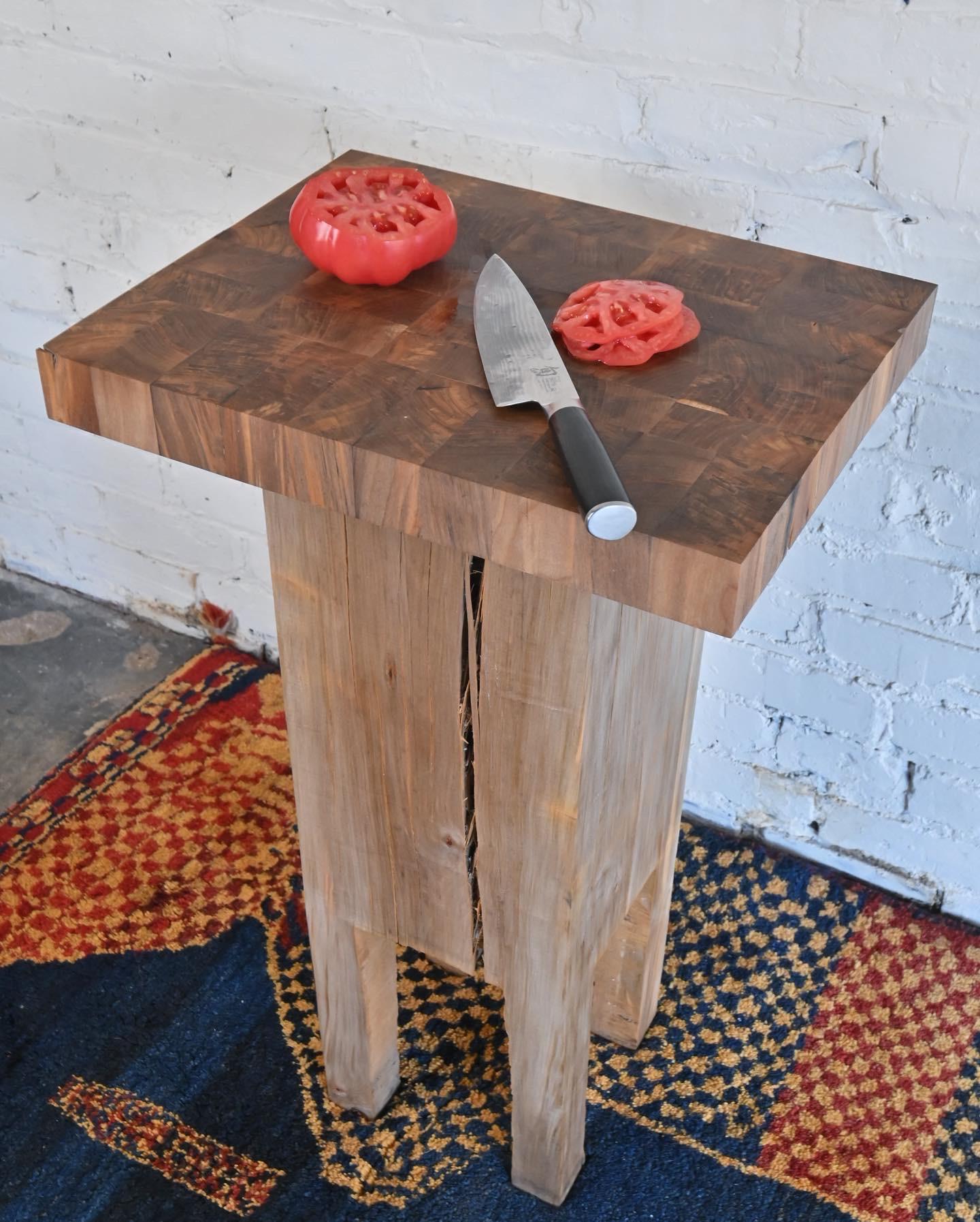 Contemporary Brutalist Sculpted Butcher Block Island Cutting Board For Sale