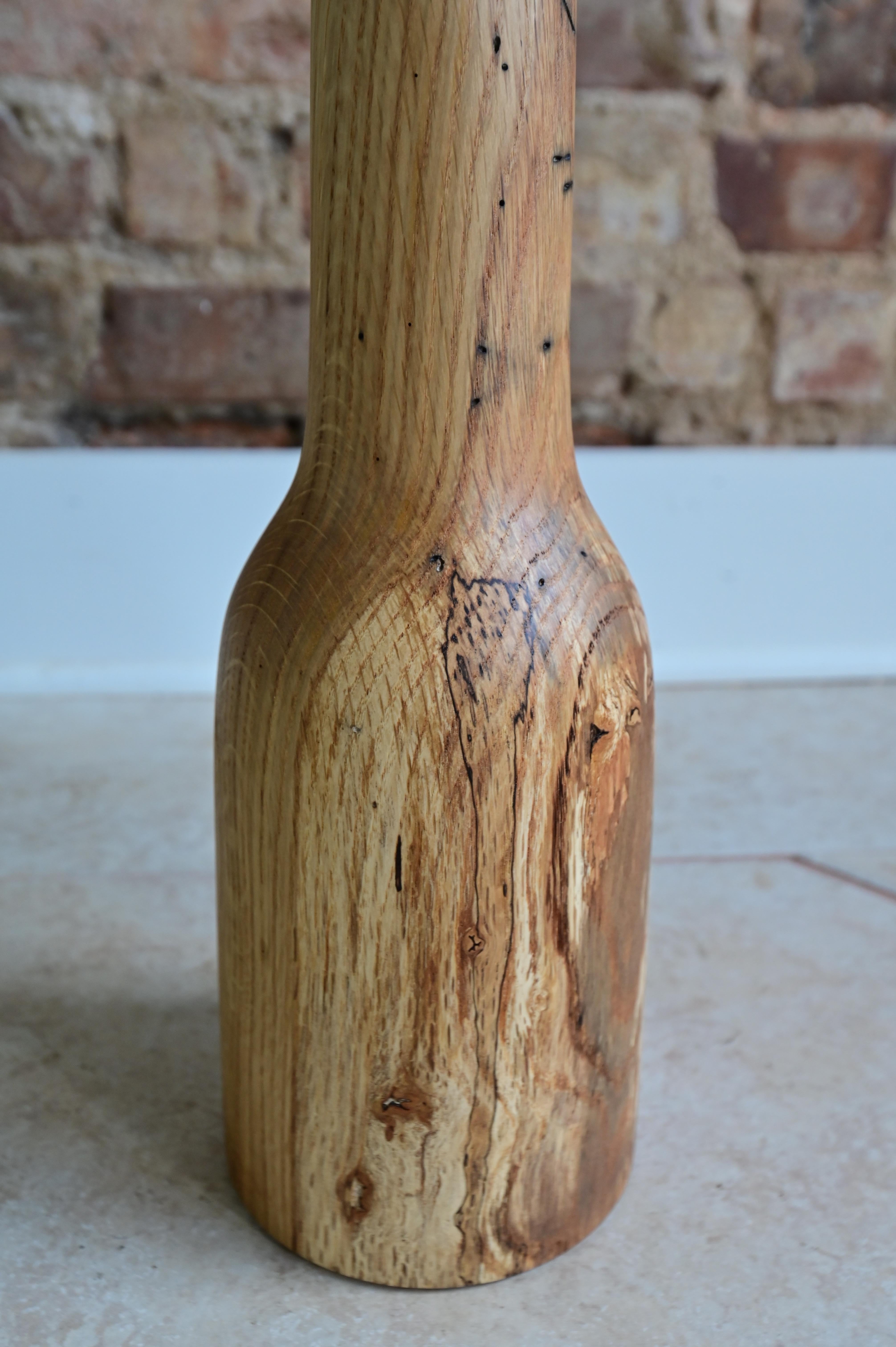 Unique hand sculpted floor vase from solid oak. 26