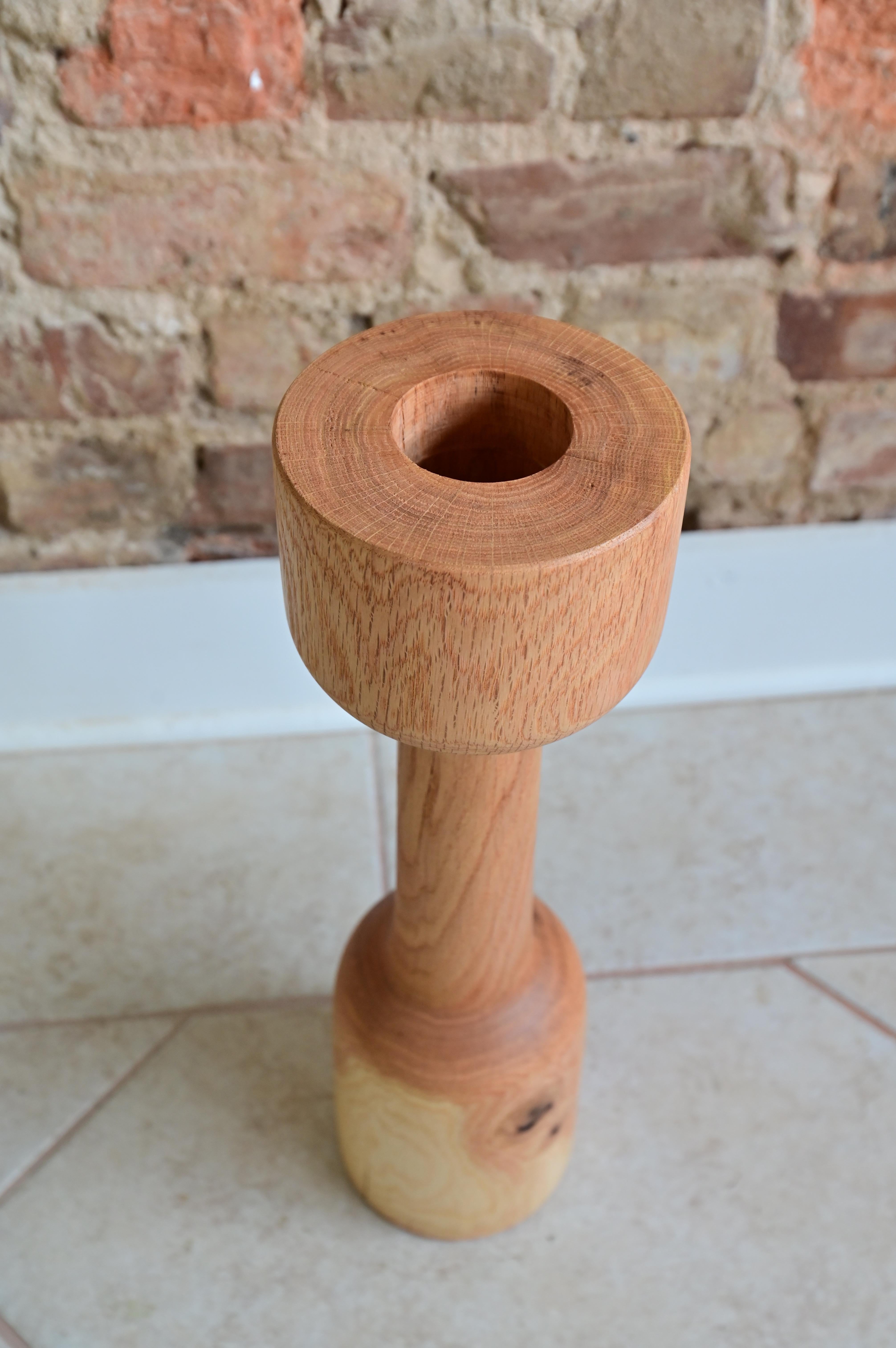 American Brutalist Sculpted Wooden Floor Vase For Sale
