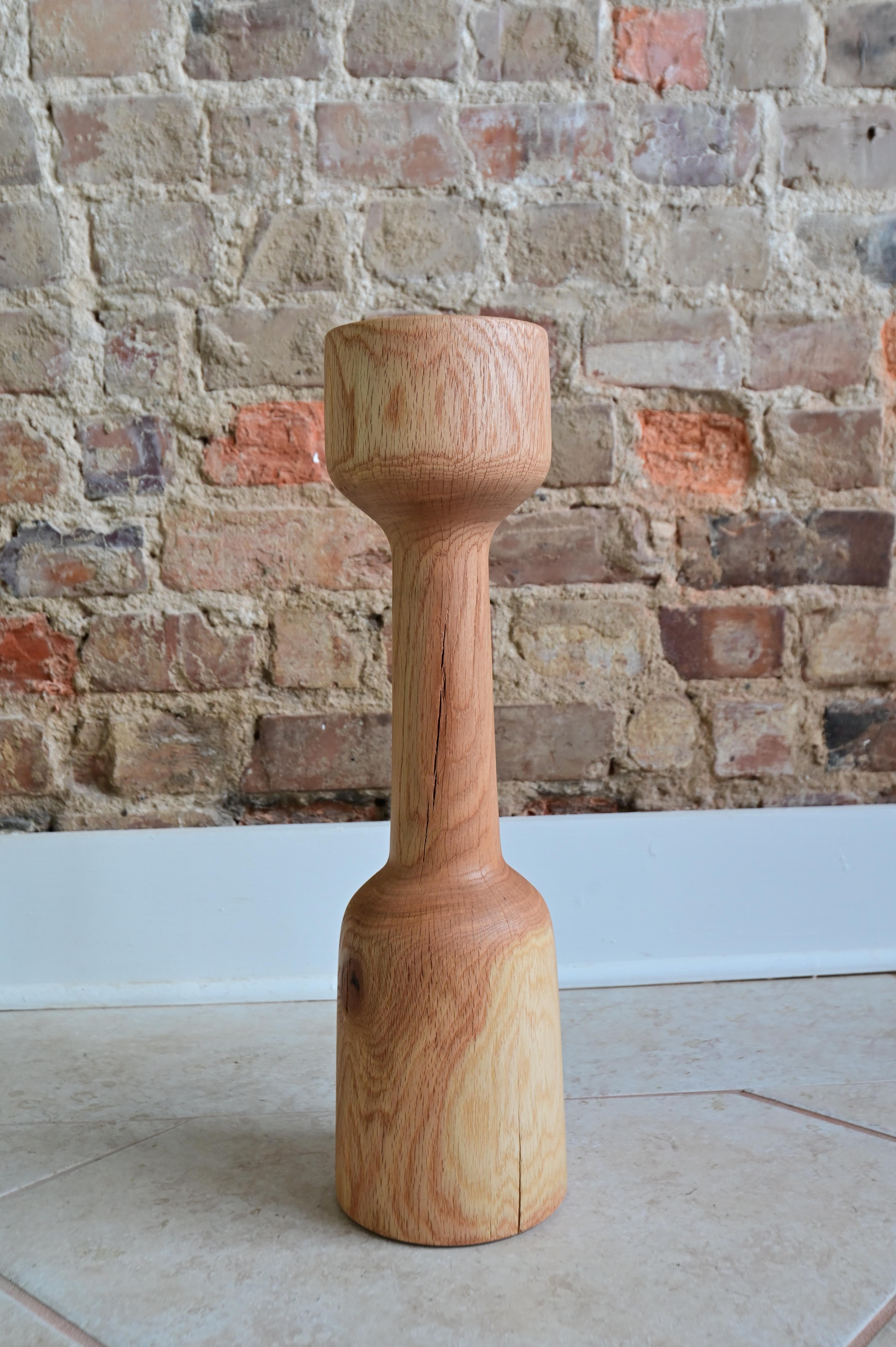 Brutalist Sculpted Wooden Floor Vase In New Condition For Sale In Richmond, VA