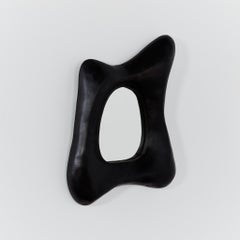 Specchio scultoreo brutalista nero ebanizzato di Christophe Daguet