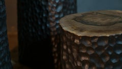 Brutalist Sculptural Black Walnut Side Tables by Sergio Vulpe, set of 3