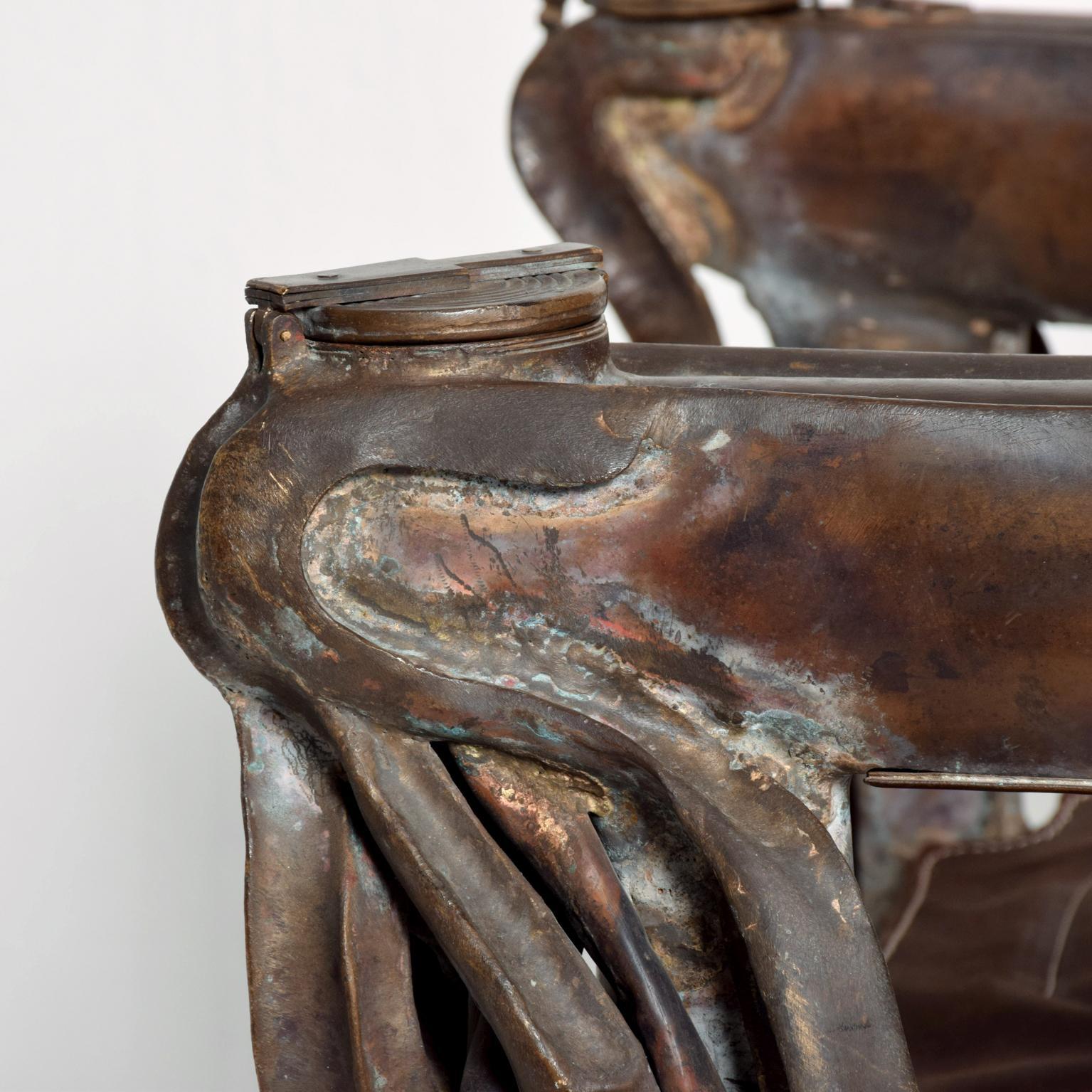 American Brutalist Sculptural Bronze Armchair Signed ZAVALA, Game of Thrones Era