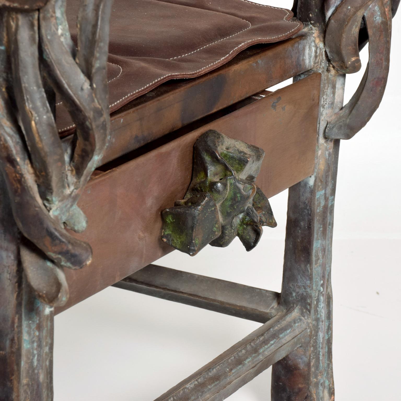 Brutalist Sculptural Bronze Armchair Signed ZAVALA, Game of Thrones Era 1